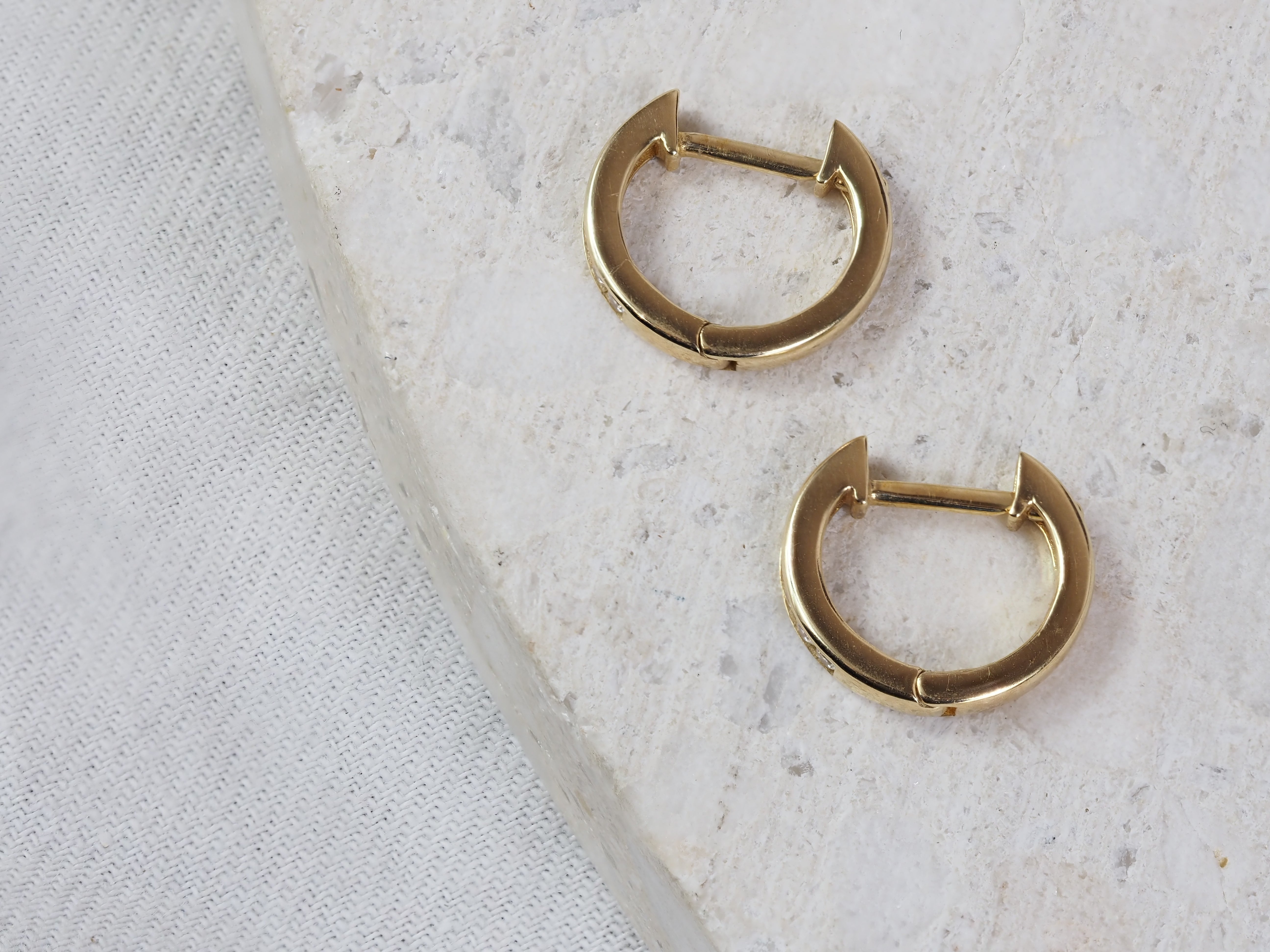 9ct Yellow Gold Cubic Zirconia Huggie Earrings