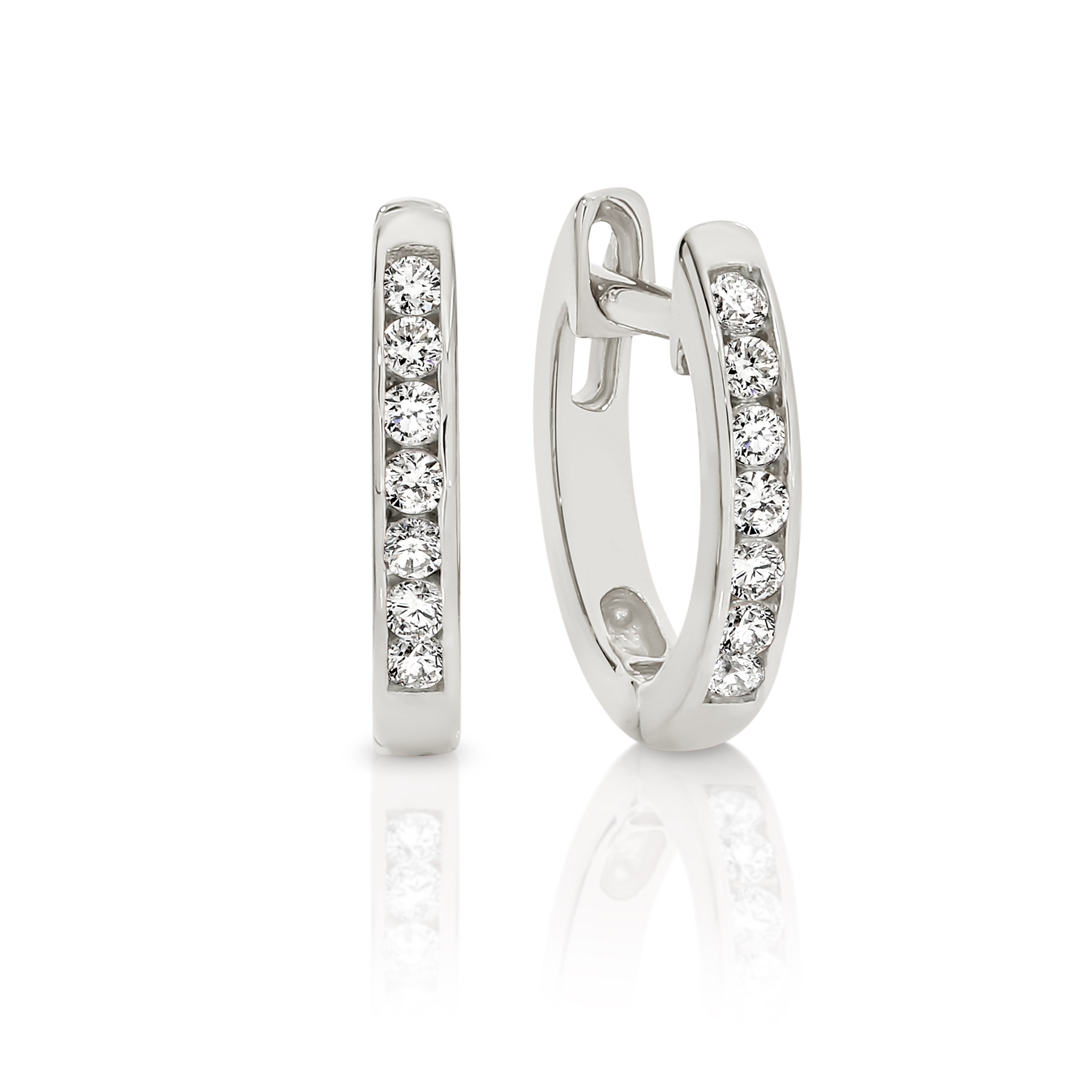 9ct white gold channel huggies