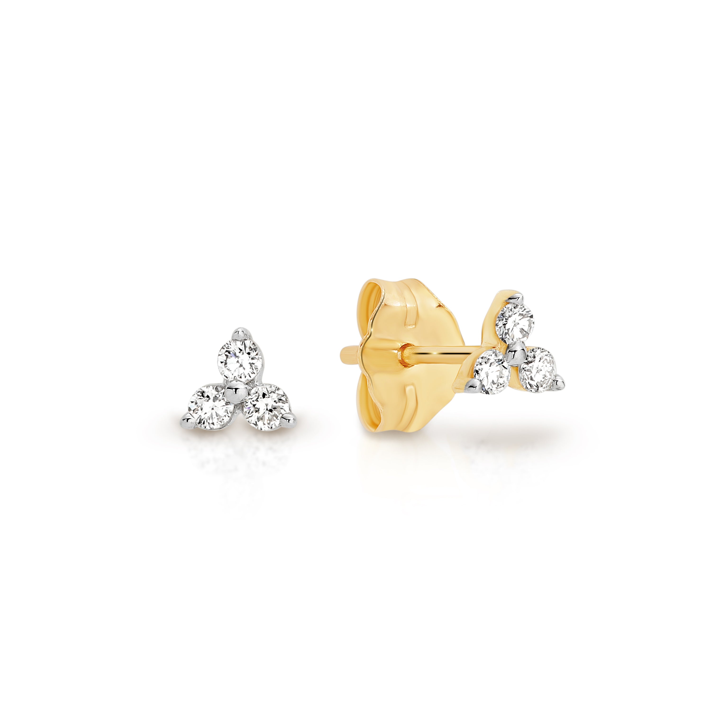 9ct Yellow Gold Flower Diamond Stud Earrings