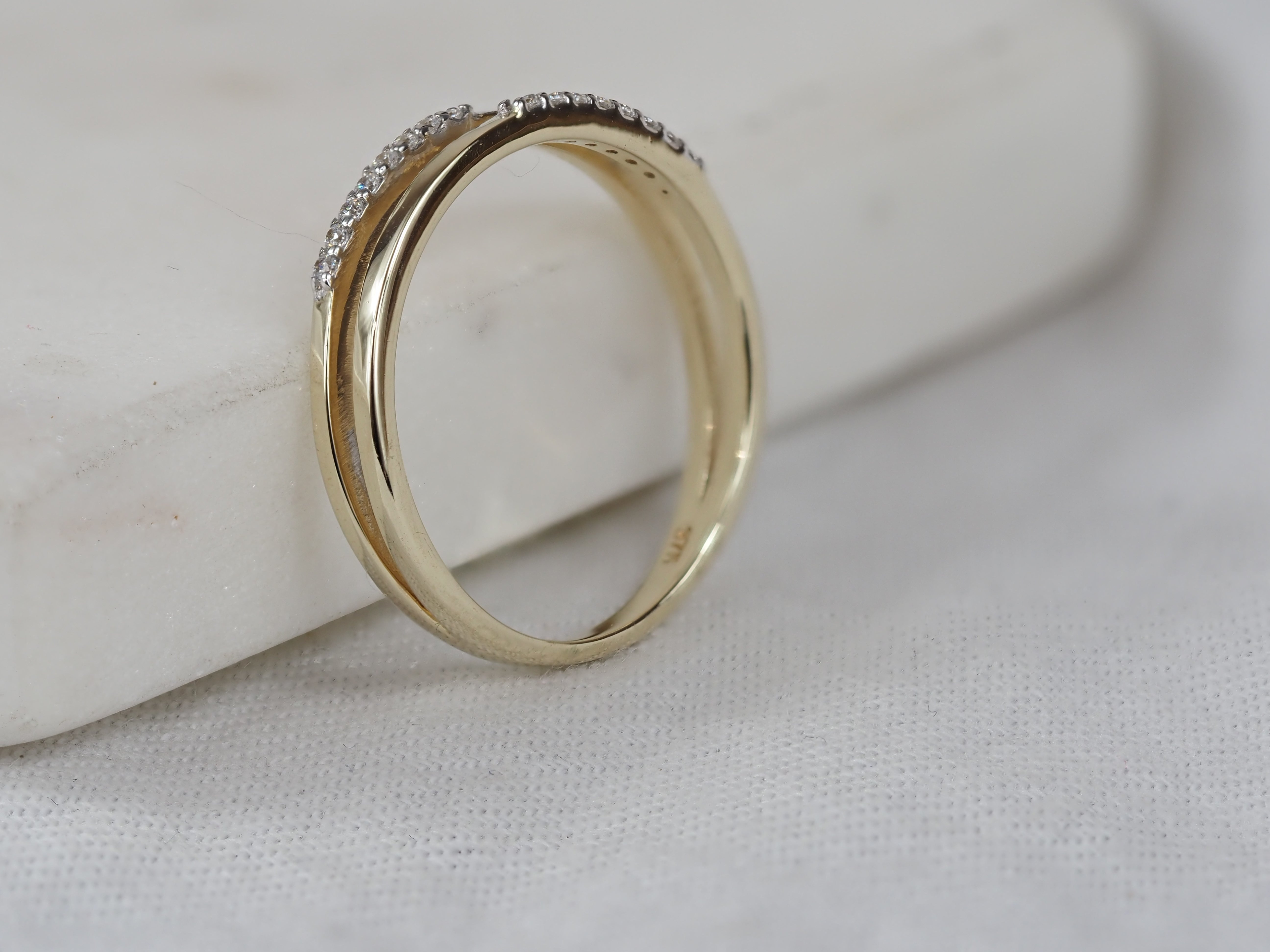 9ct Yellow Gold Cubic Zirconia Double Row Ring