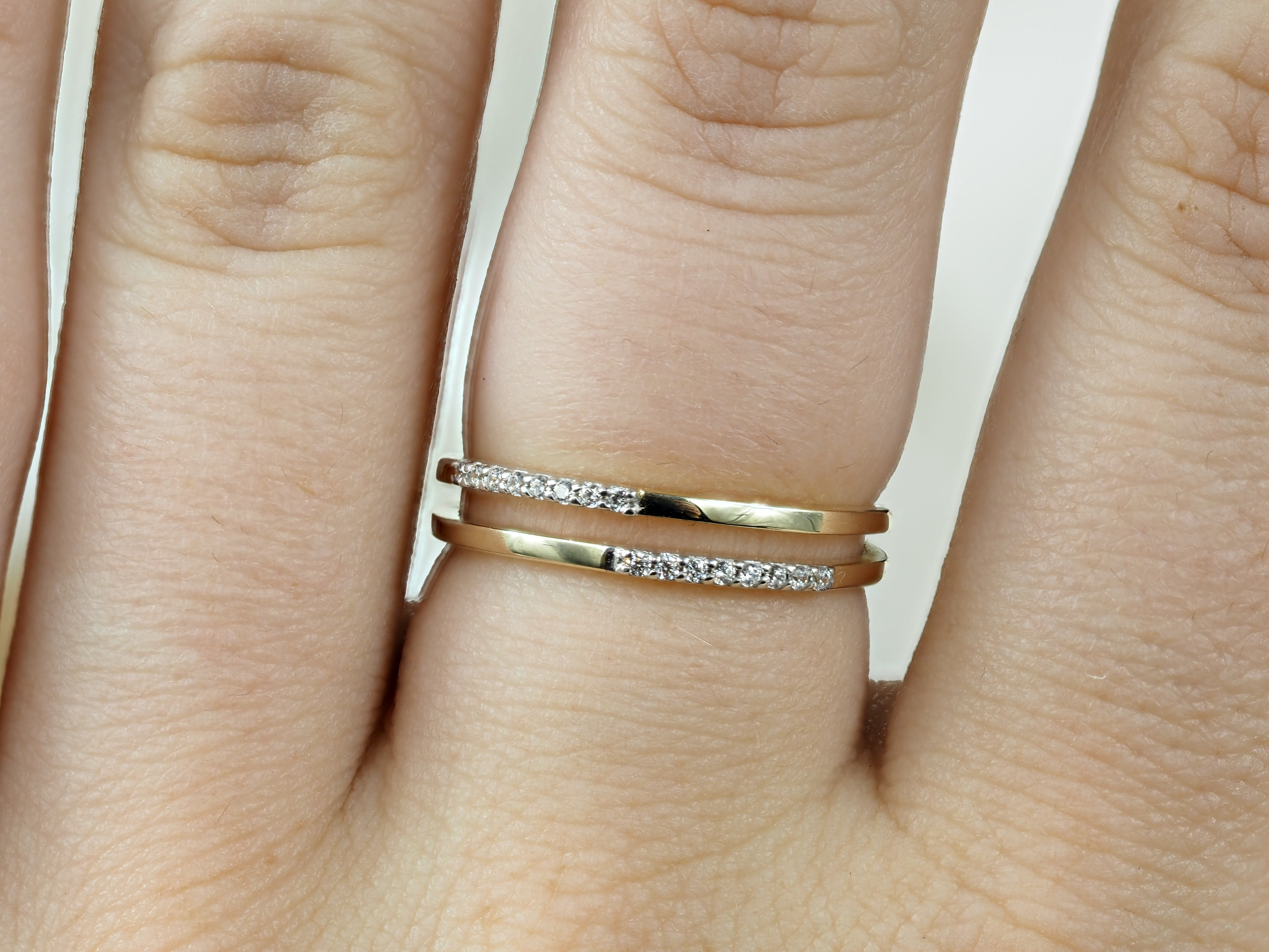 9ct Yellow Gold Cubic Zirconia Double Row Ring
