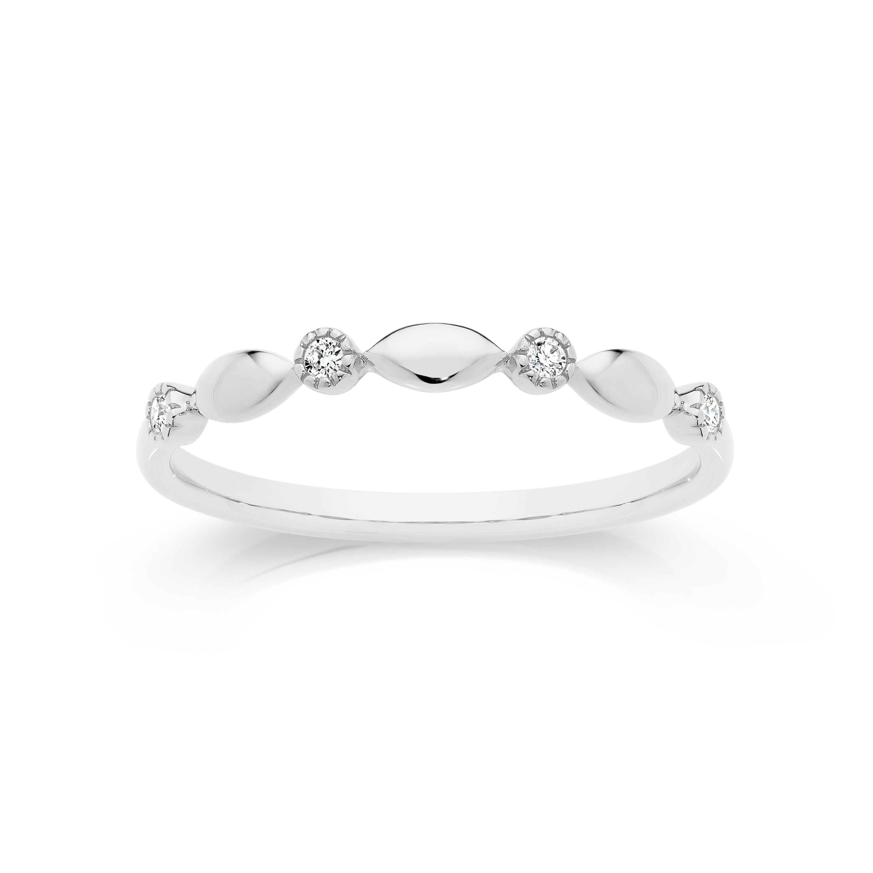 9ct White Gold Milgrain Diamond Ring