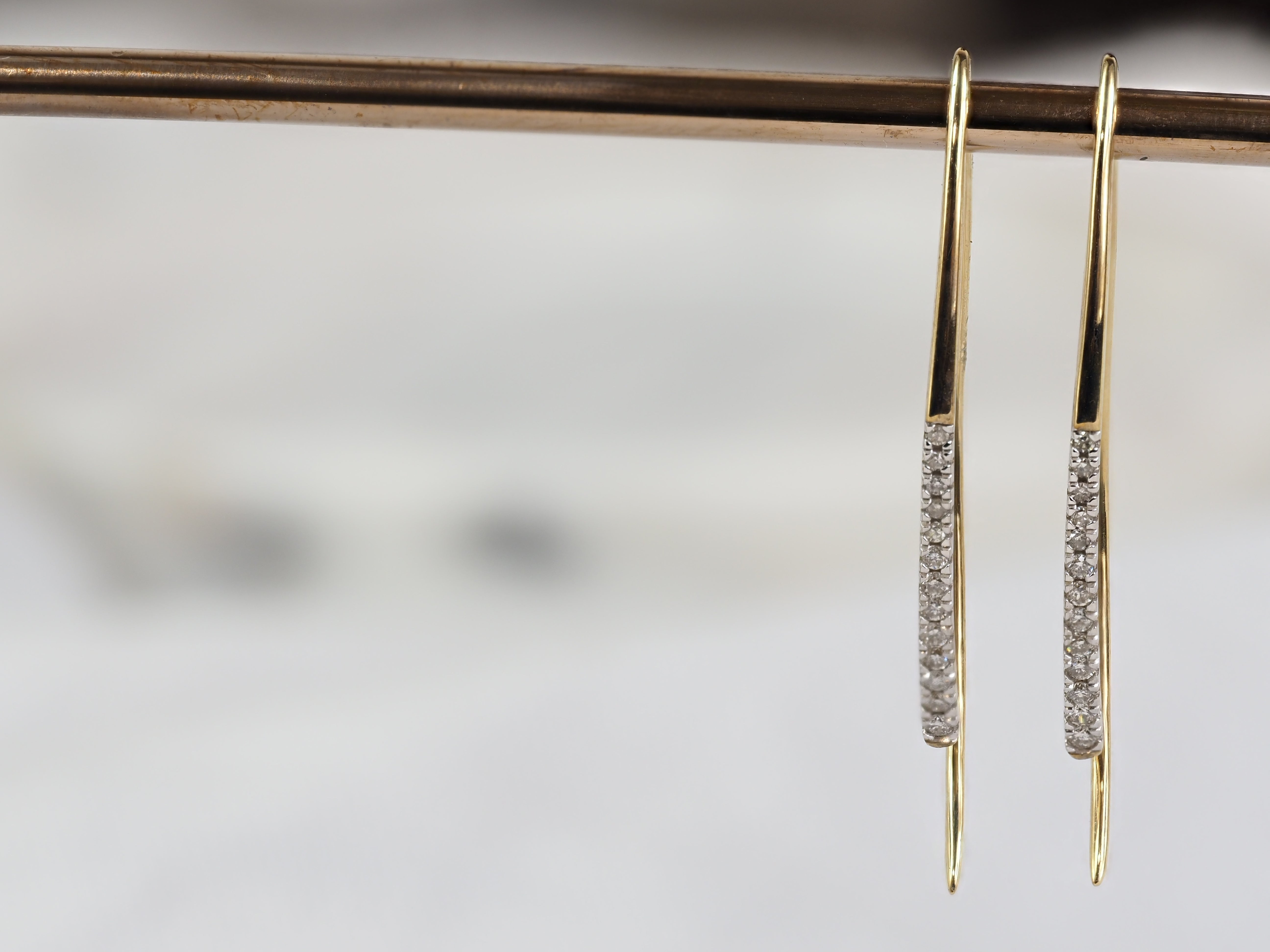 9ct Yellow Gold Diamond Pull Through Earrings
