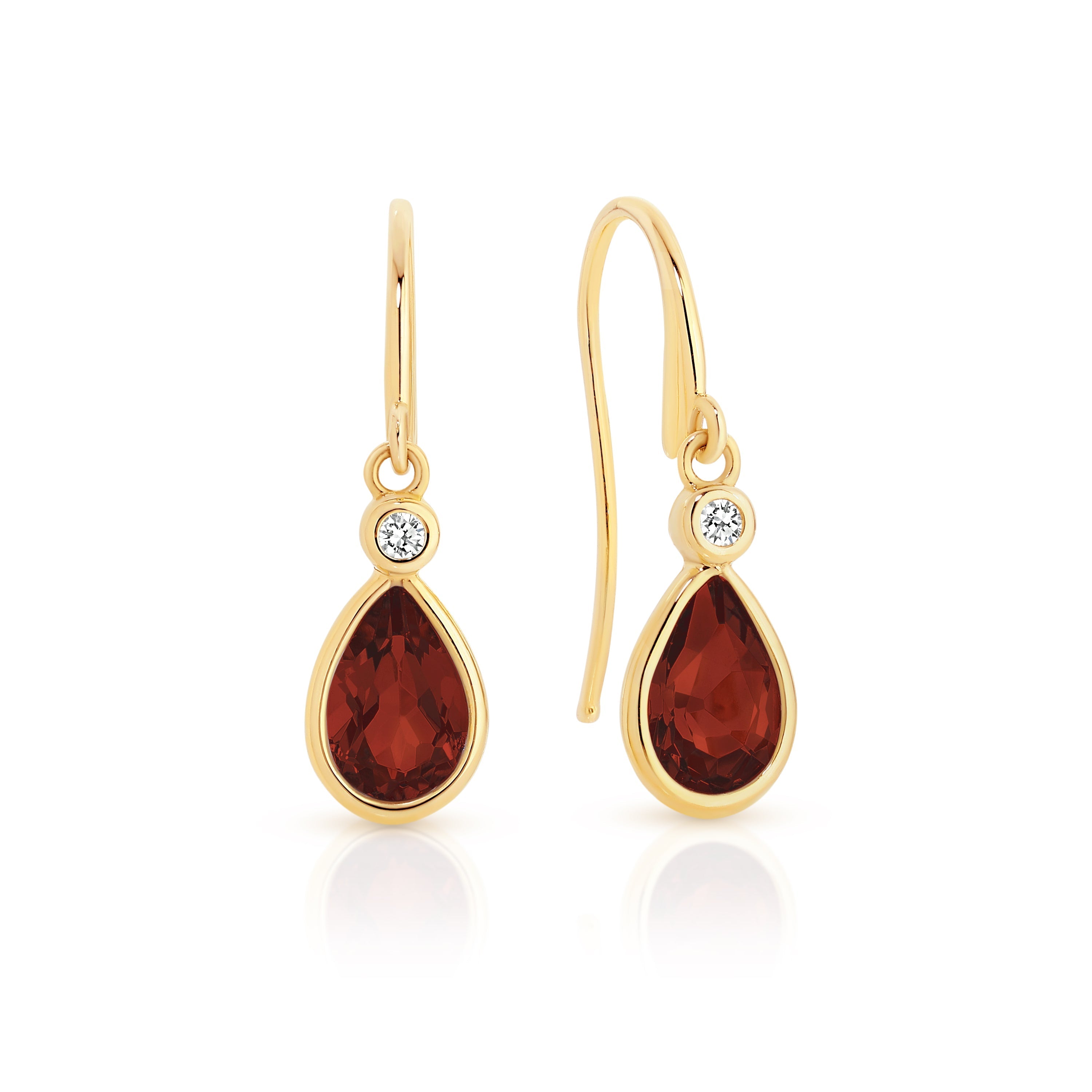 9ct garnet & cubic zirconia drop earrings