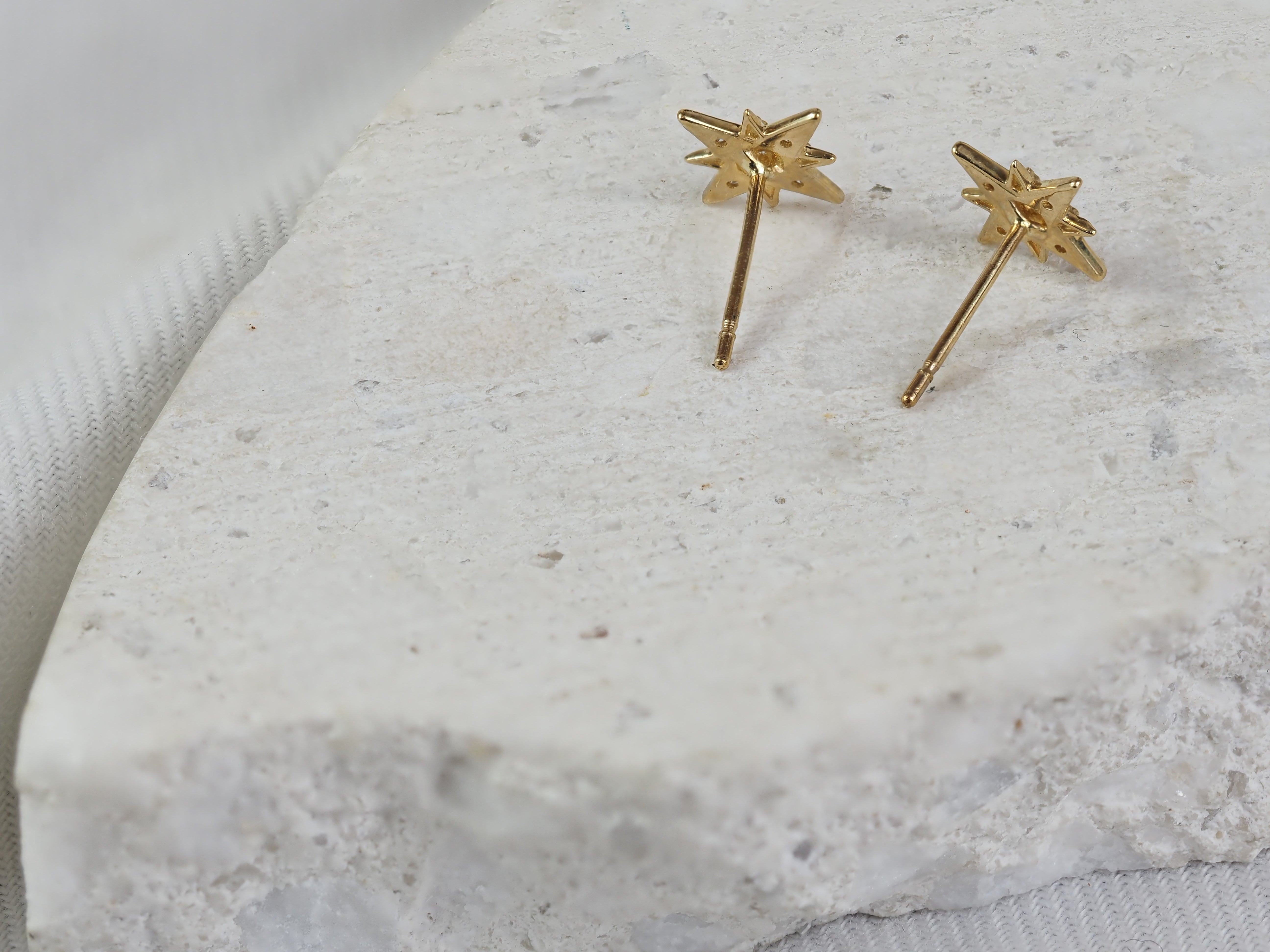 9ct Yellow Gold Cubic Zirconia Star Stud Earrings