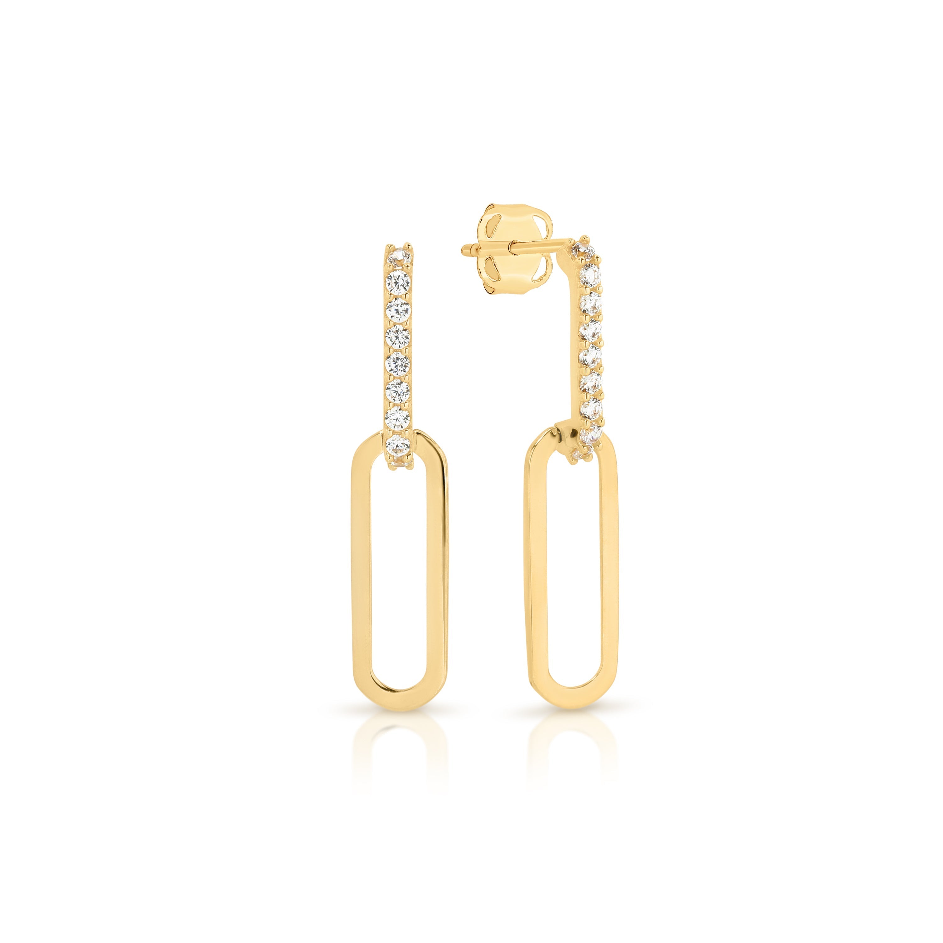 9ct Yellow Gold Cubic Zirconia Paperclip Studs