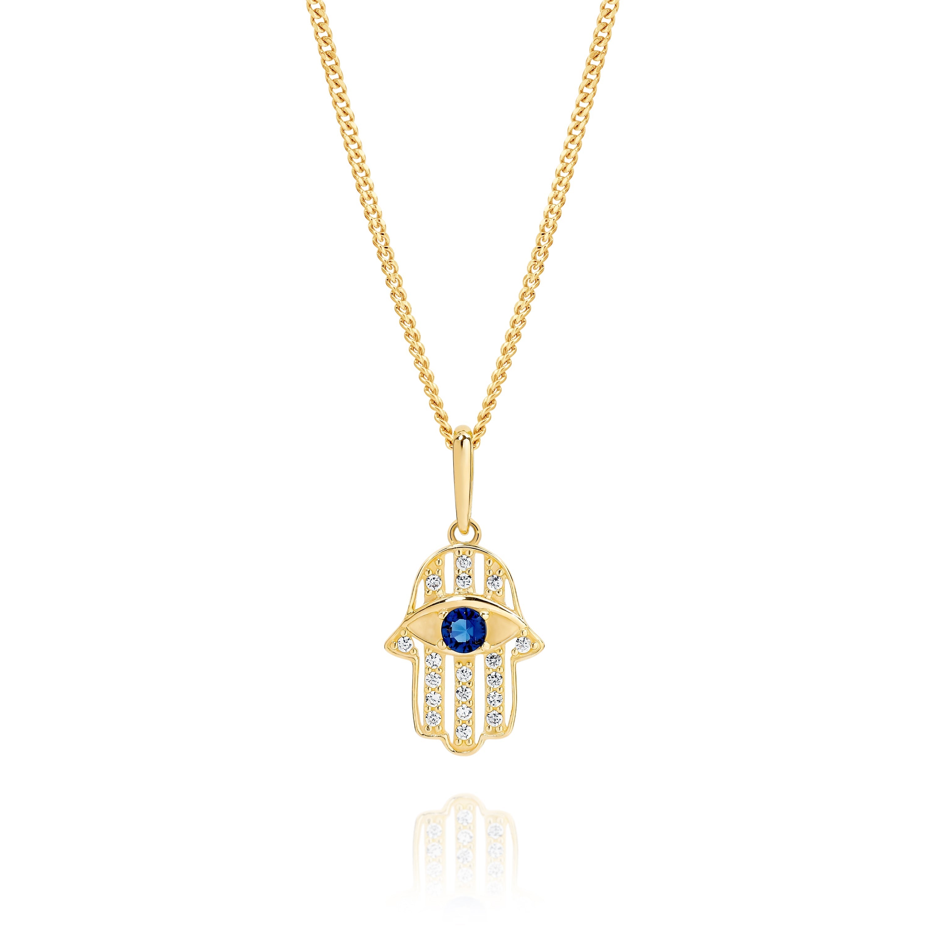 9ct Sapphire & Cubic Zirconia Hamsa pendant