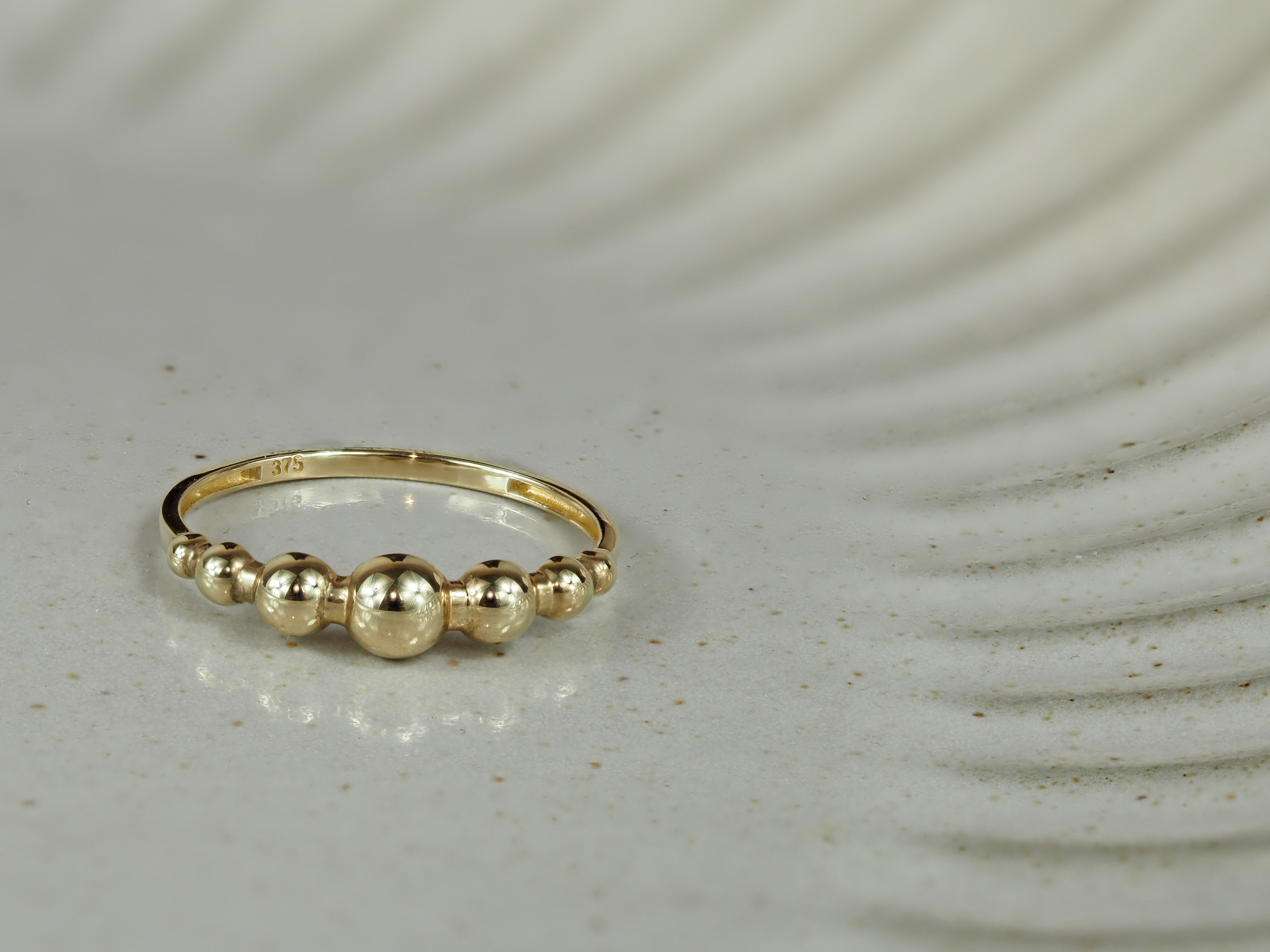 9ct Yellow Gold Polished Bubble Ring