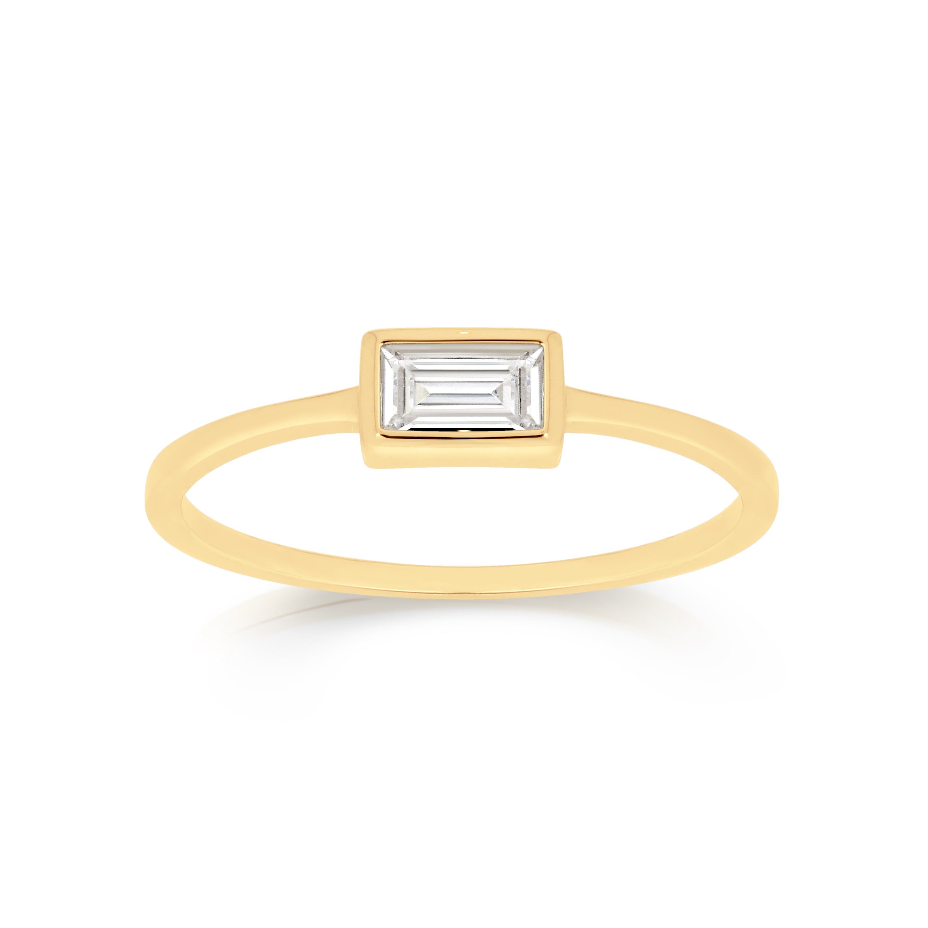 9ct bezel set baguette cubic zirconia ring