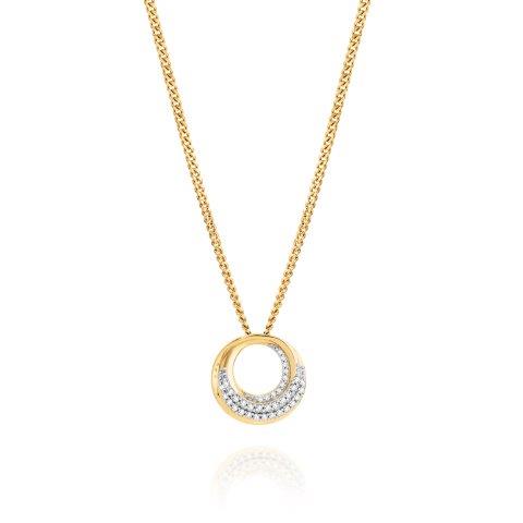 9ct Yellow Gold Circle Slider Diamond Pendant, 0.10ct Total