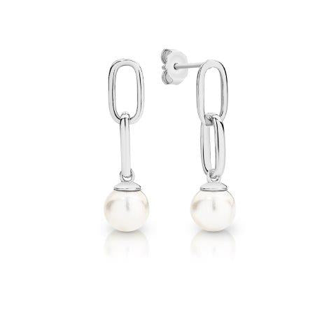 9ct White Gold Pearl Drop Earrings