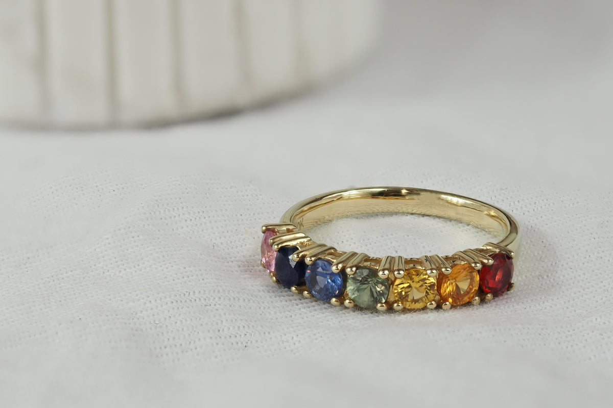 10ct Yellow Gold Mixed Gemstone Ring, 1.50ct Total