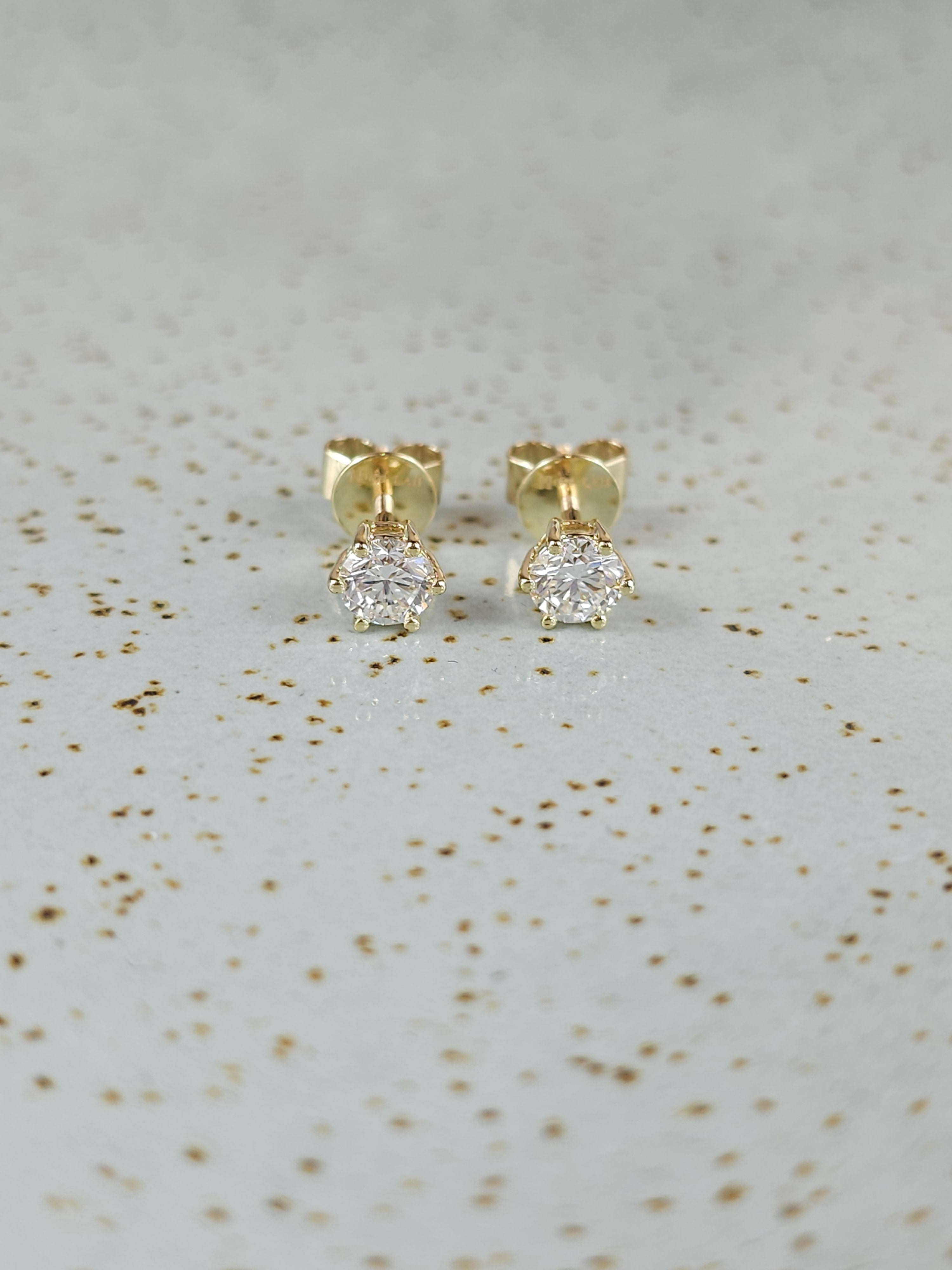 9ct Yellow Gold Lab-Grown Diamond stud earrings, 0.82ct total