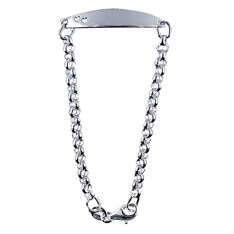 Sterling Silver Double Heart Child ID Bracelet
