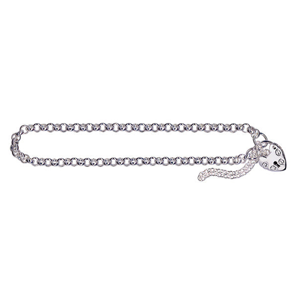 Sterling Silver Round Belcher Padlock Bracelet