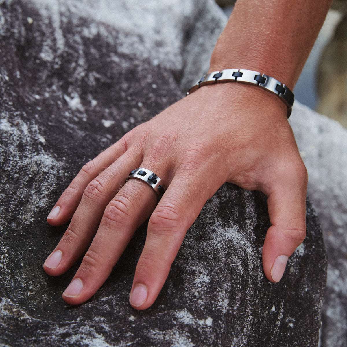 Najo Paragon Men's Steel & Rubber Bracelet