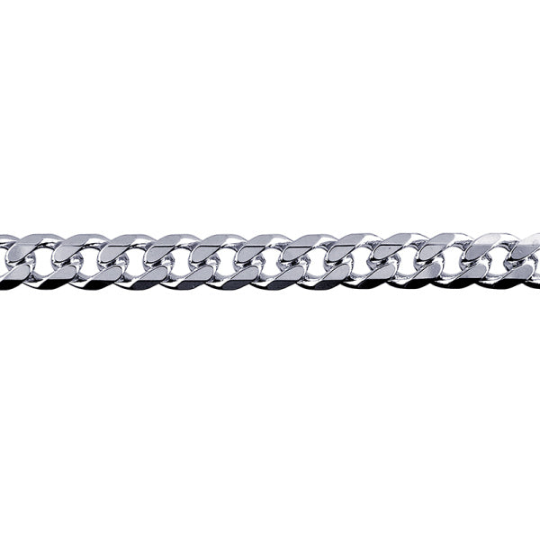 Sterling Silver Diamond Cut Curb Chain, 6.9mm, 50cm