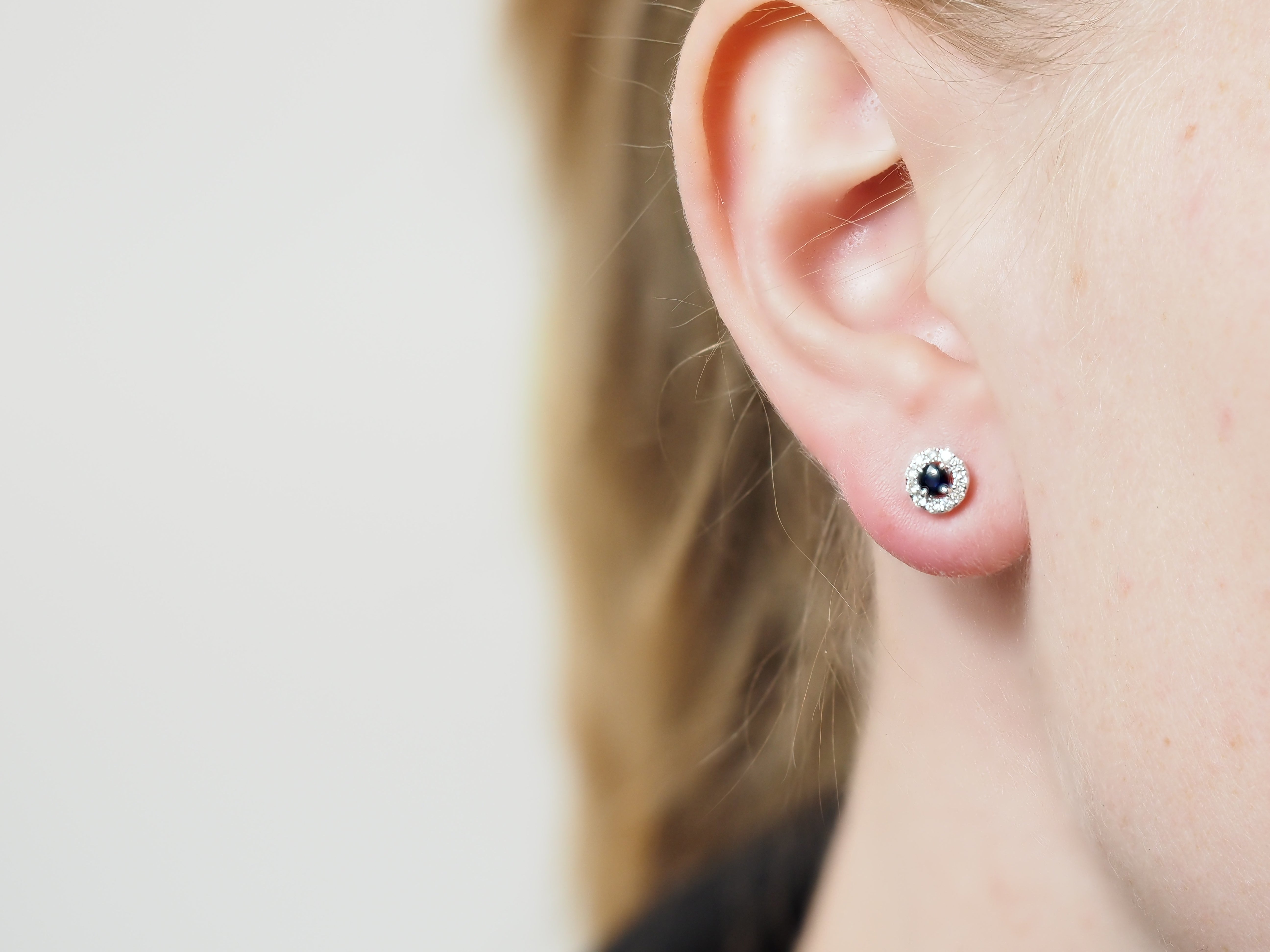 9ct White Gold Sapphire and Diamond stud earrings