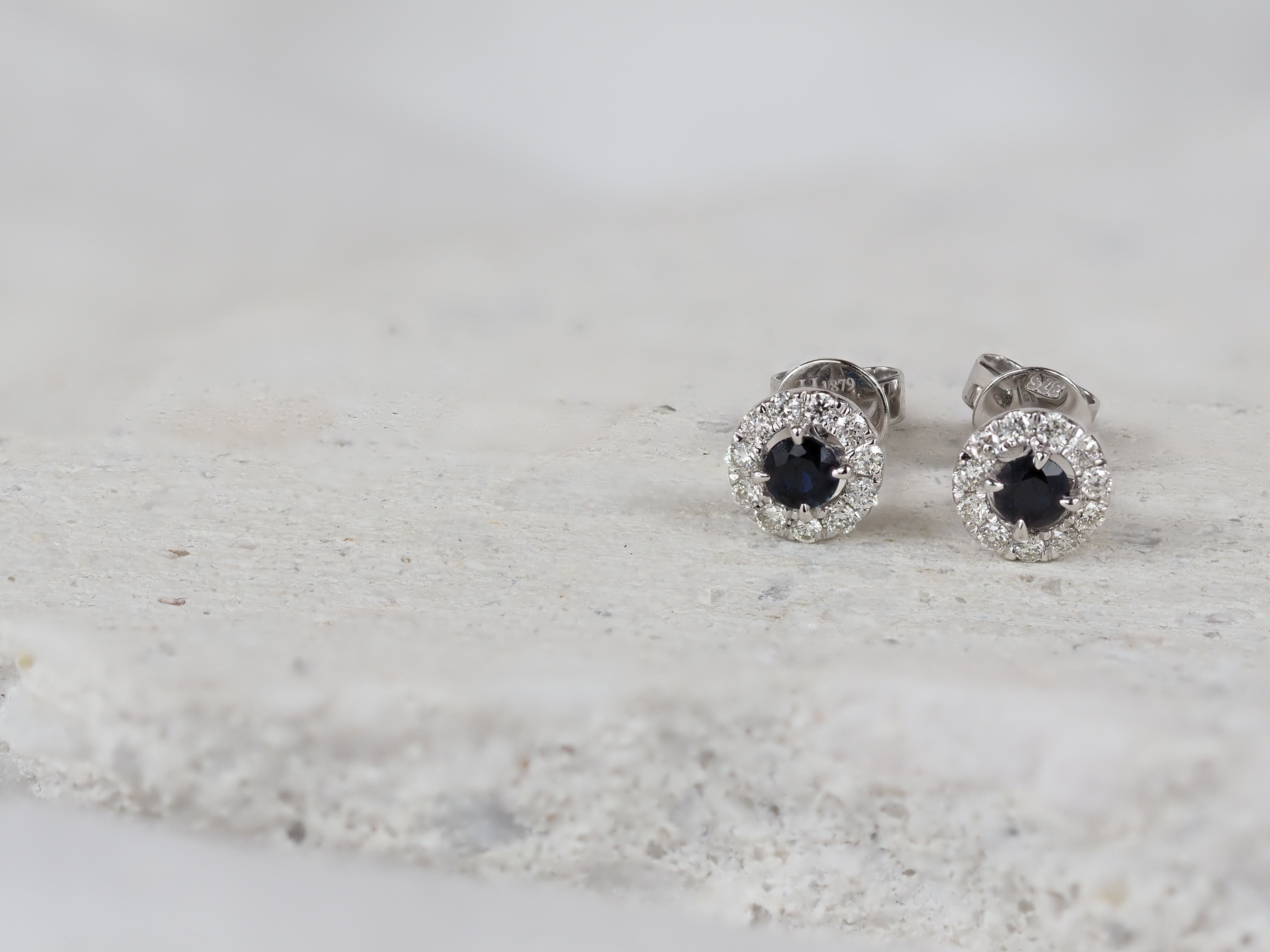 9ct White Gold Sapphire and Diamond stud earrings