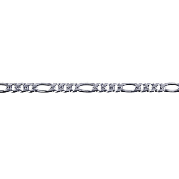 Sterling Silver 3 to 1 Figaro Chain, 3.8mm, 55cm