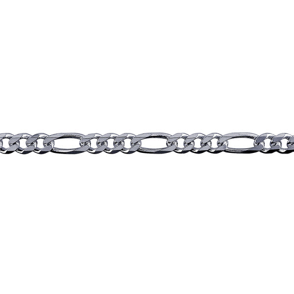 Sterling Silver 3 to 1 Figaro Chain, 4.7mm, 60cm