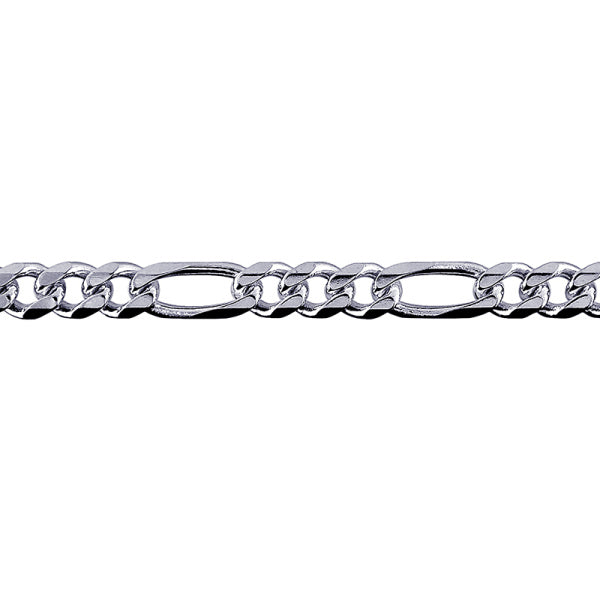 Sterling Silver 3 to 1 Figaro Chain, 5.4mm, 55cm