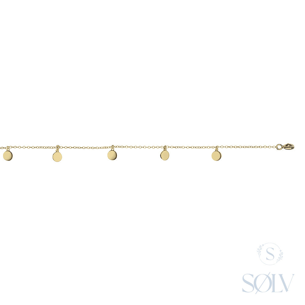 Solv Sterling Silver Gold Plated Disc Bracelet