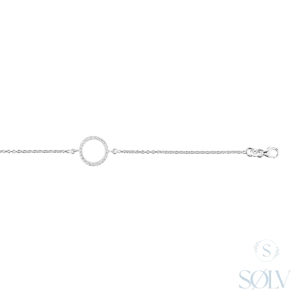 Solv Sterling Silver Open Circle Cubic Zirconia Bracelet
