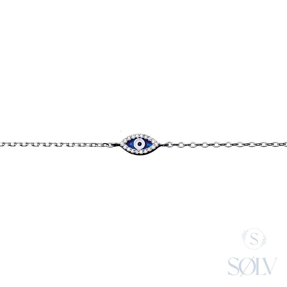 Solv Sterling Silver Greek Eye Bracelet