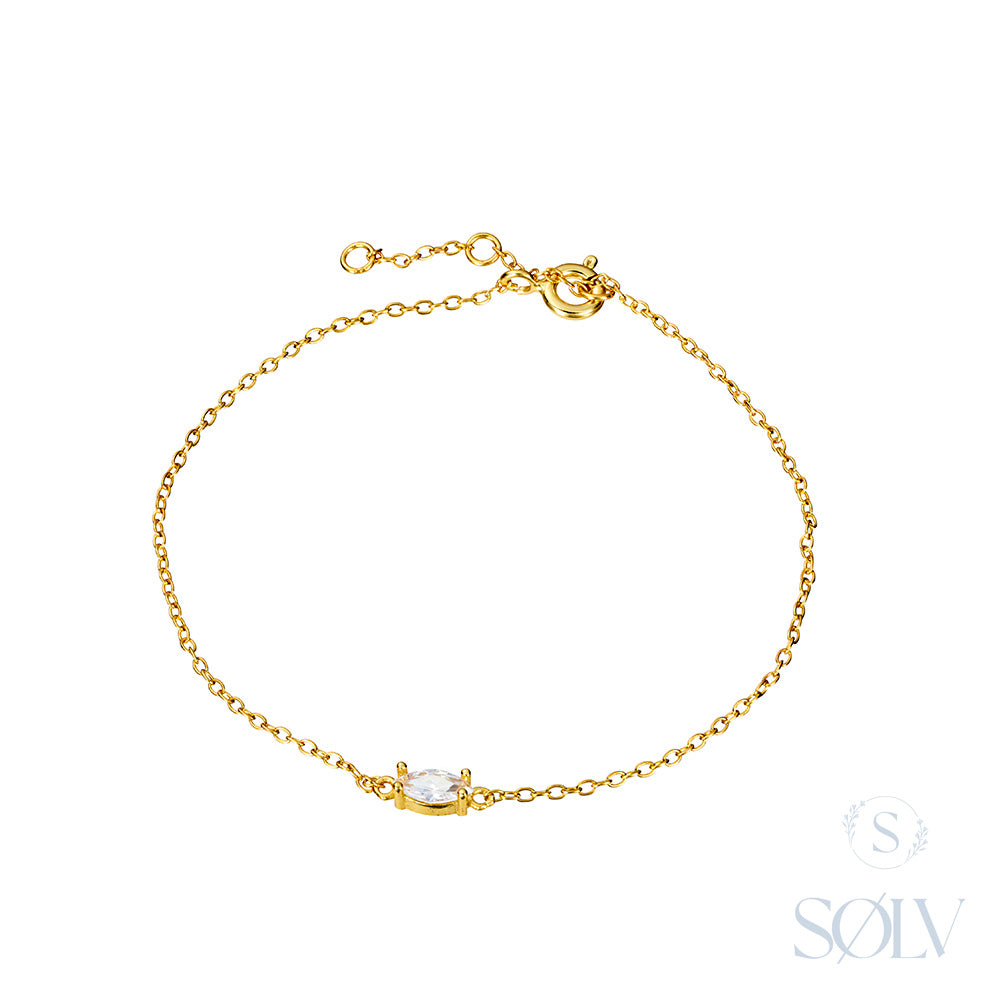Solv Sterling Silver Gold Plated Cubic Zirconia Bracelet