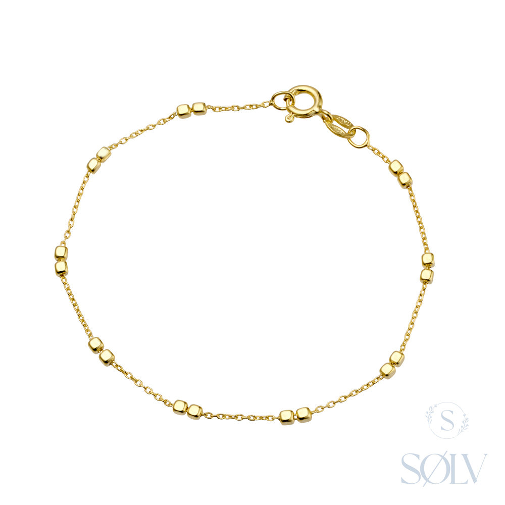 Solv Sterling Silver Gold Plated Double Curb Bracelet