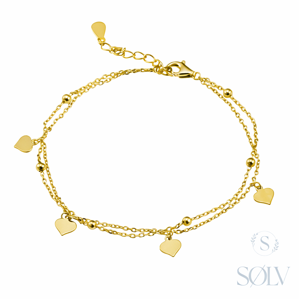 Solv Sterling Silver Gold Plated Double Bracelet