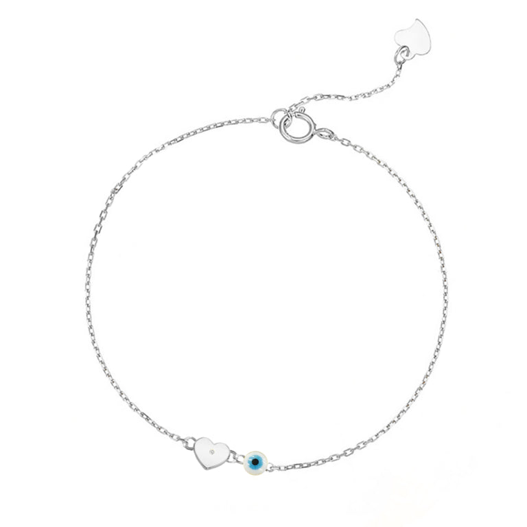 Solv Sterling Silver Evil Eye Bracelet
