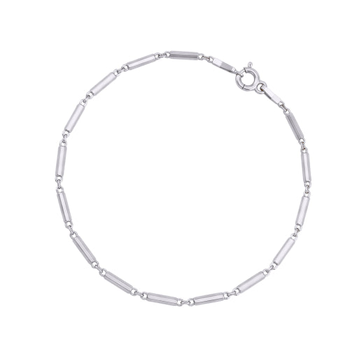 Solv Sterling Silver Diamond Cut Bar Link Bracelet