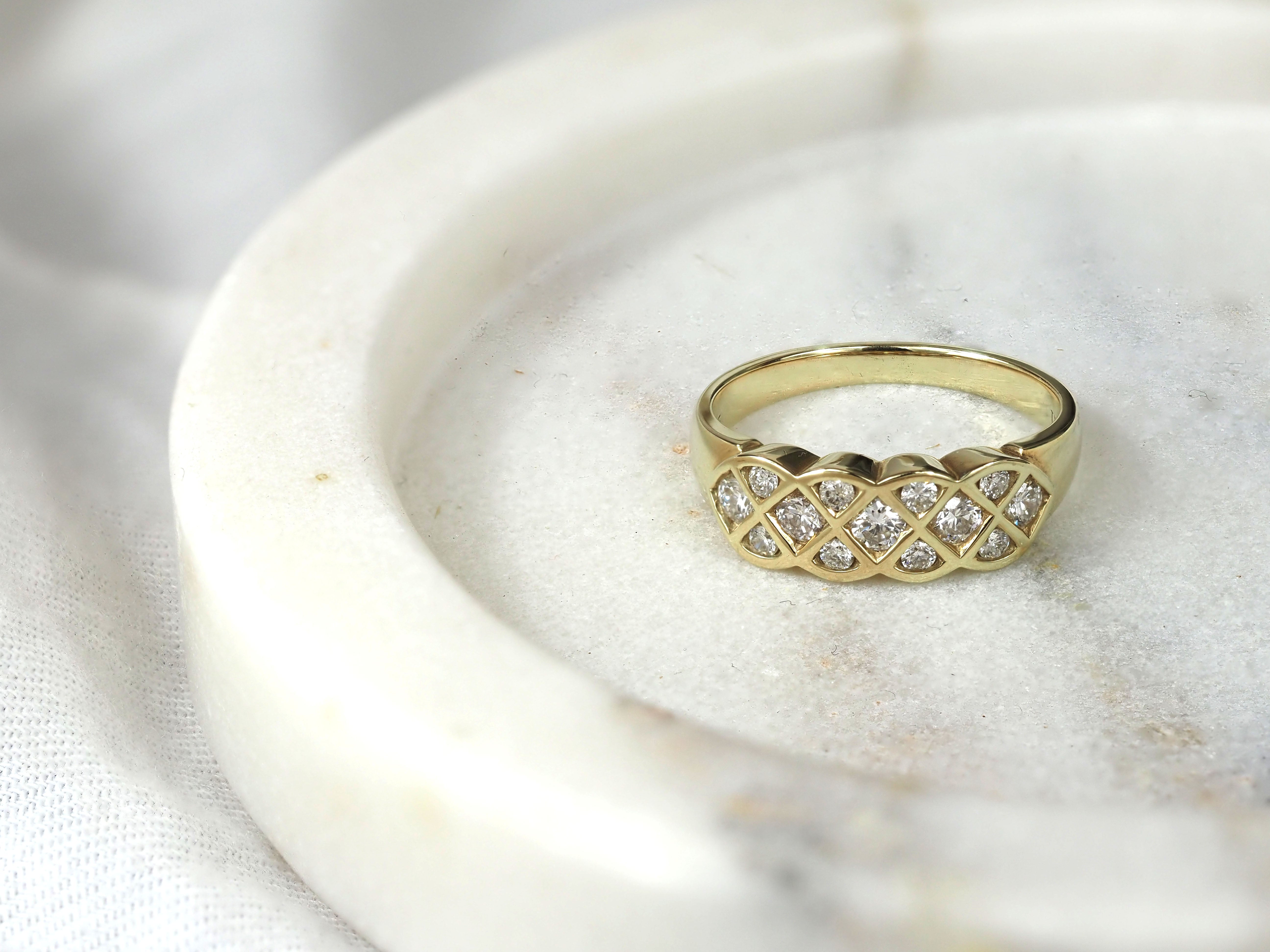 9ct Yellow Gold Diamond Lattice Ring, 0.58ct total