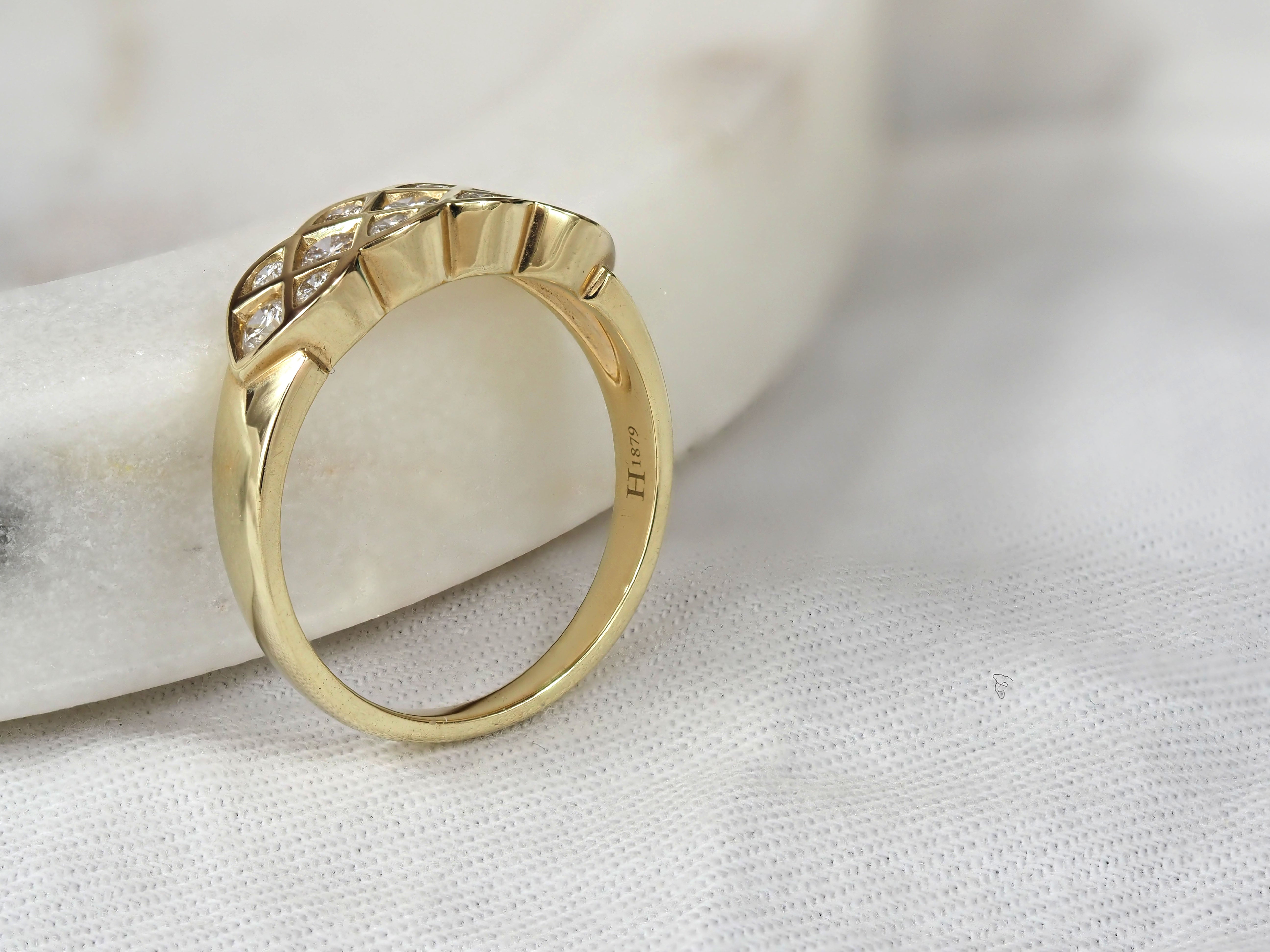 9ct Yellow Gold Diamond Lattice Ring, 0.58ct total