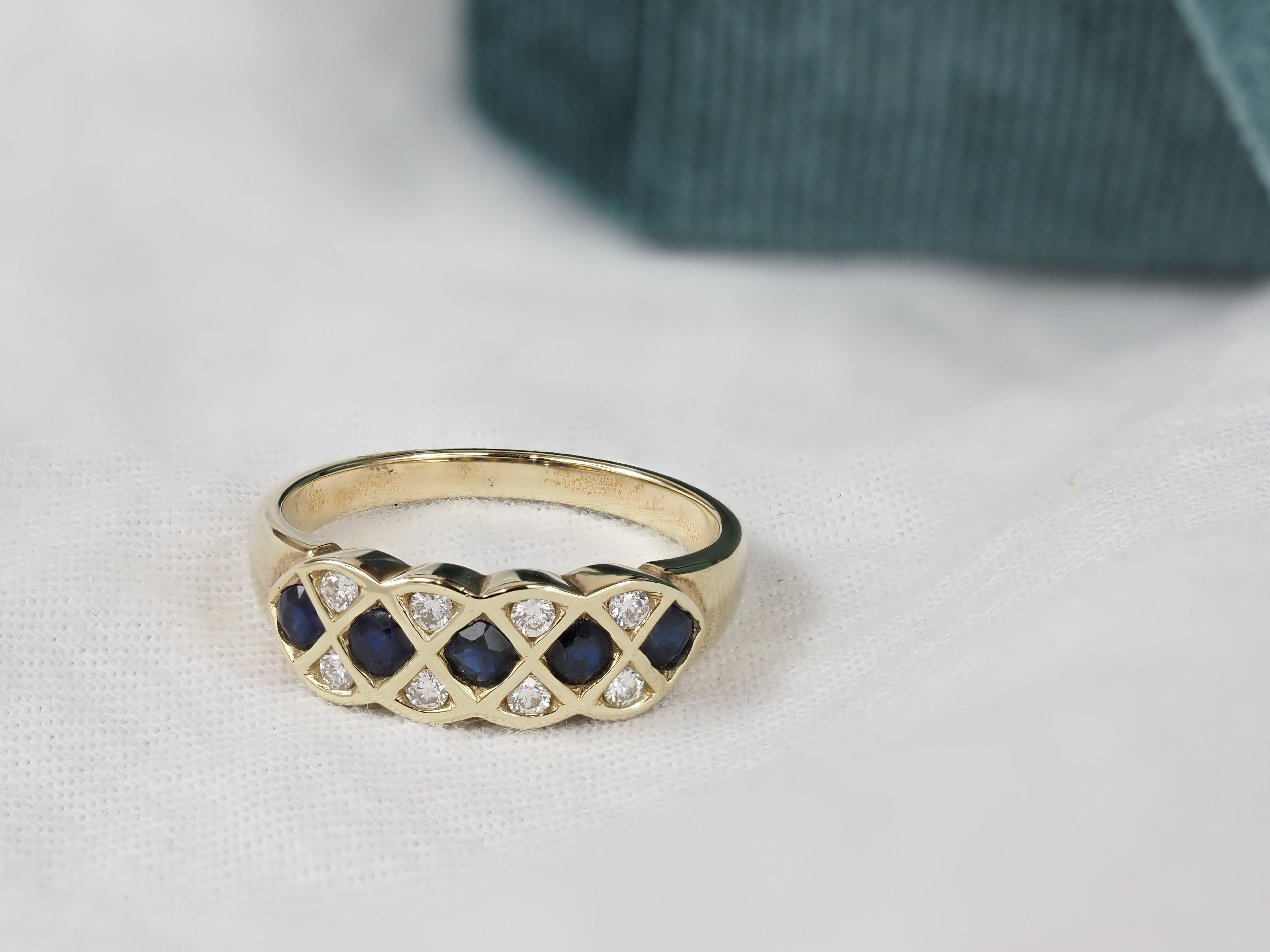 9ct Yellow Gold Sapphire and Diamond Ring