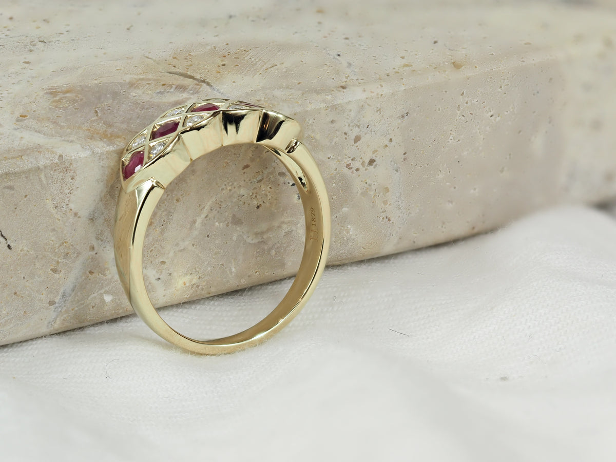 9ct Yellow Gold Ruby and Diamond ring