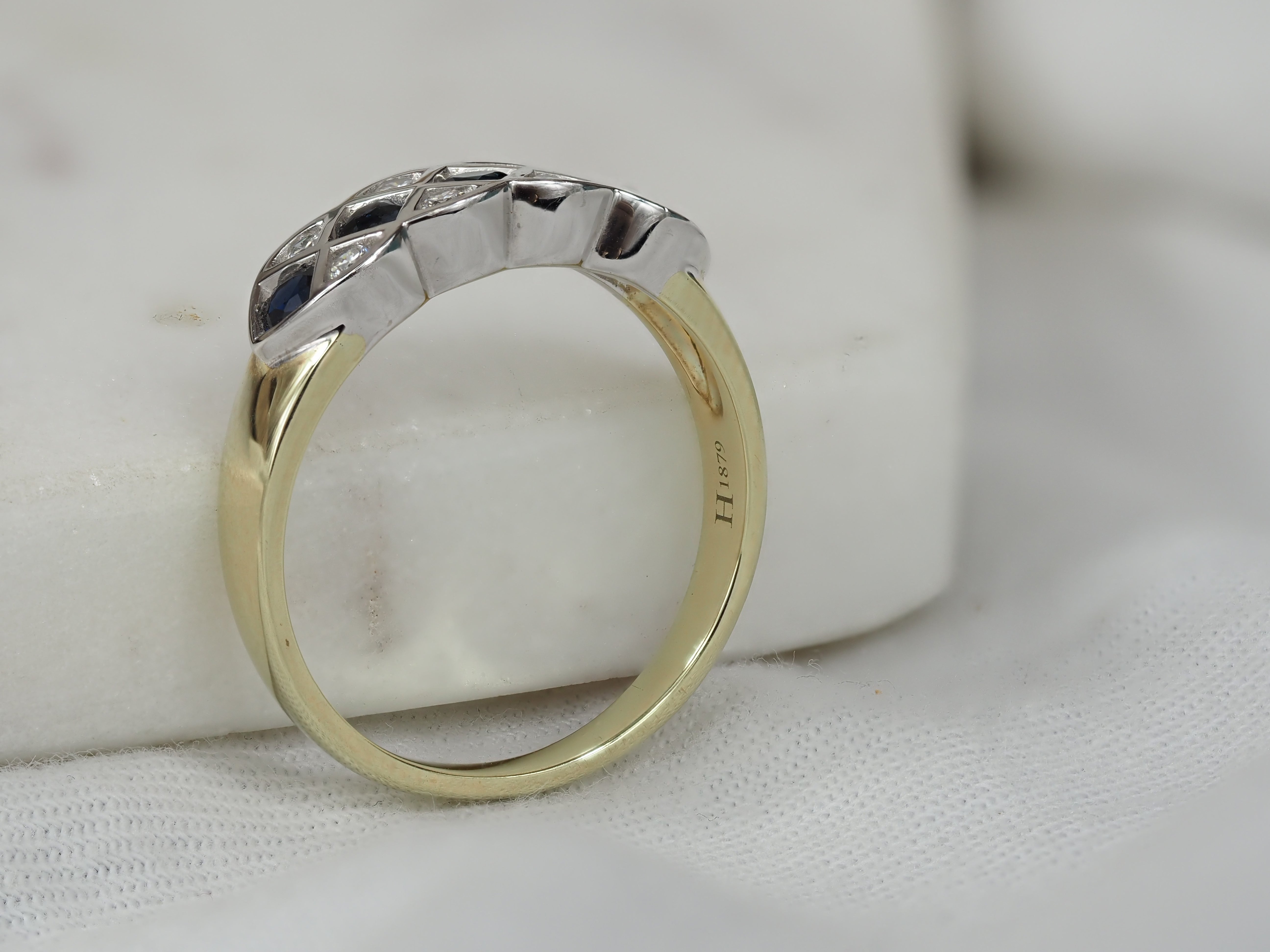 9ct Yellow and White Gold Sapphire and Diamond Ring