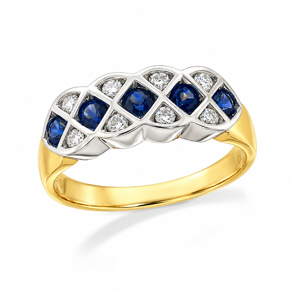9ct Yellow and White Gold Sapphire and Diamond Ring