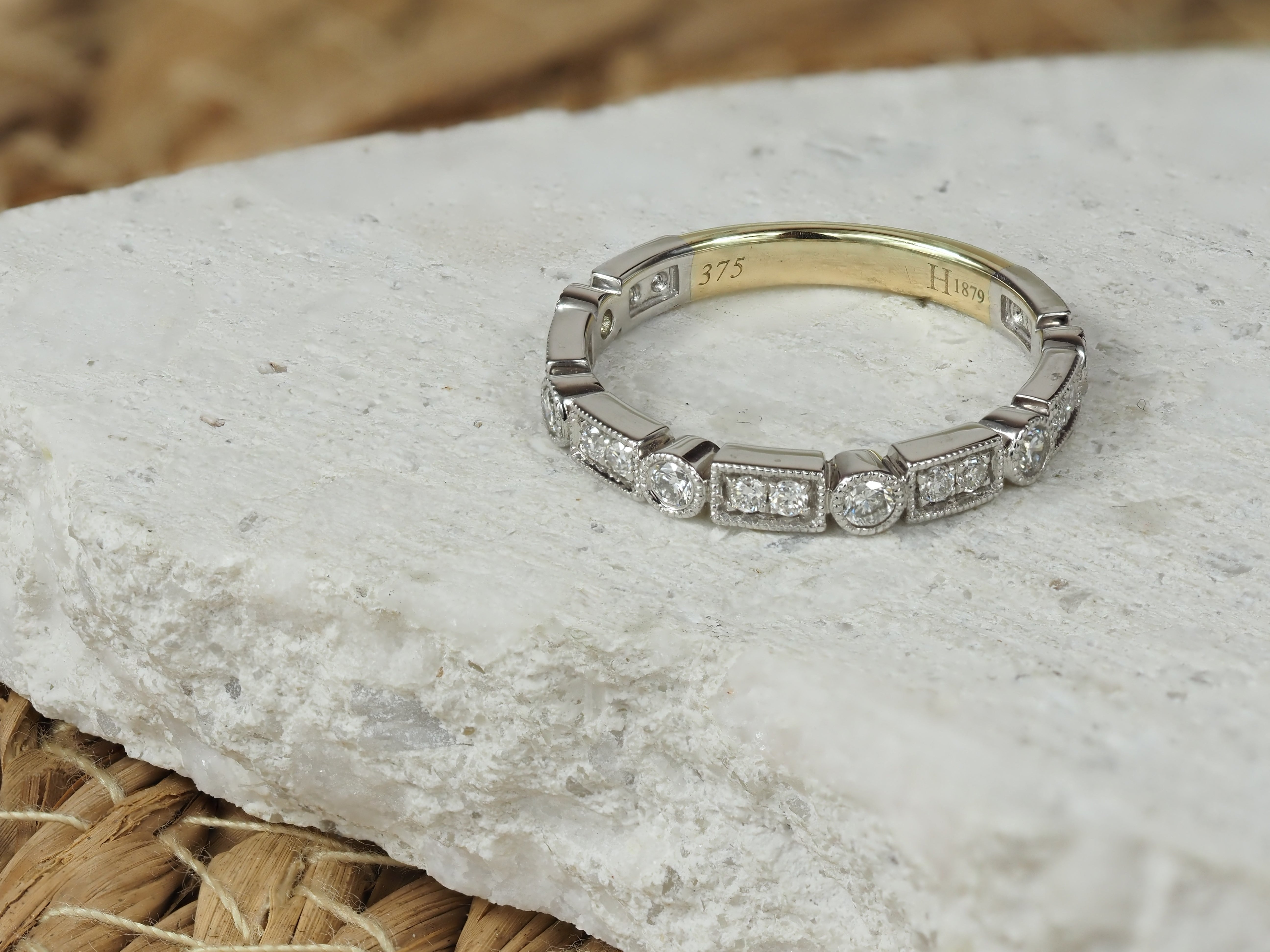 9ct Yellow and White Gold Vintage Style Diamond Ring, 0.39ct Total