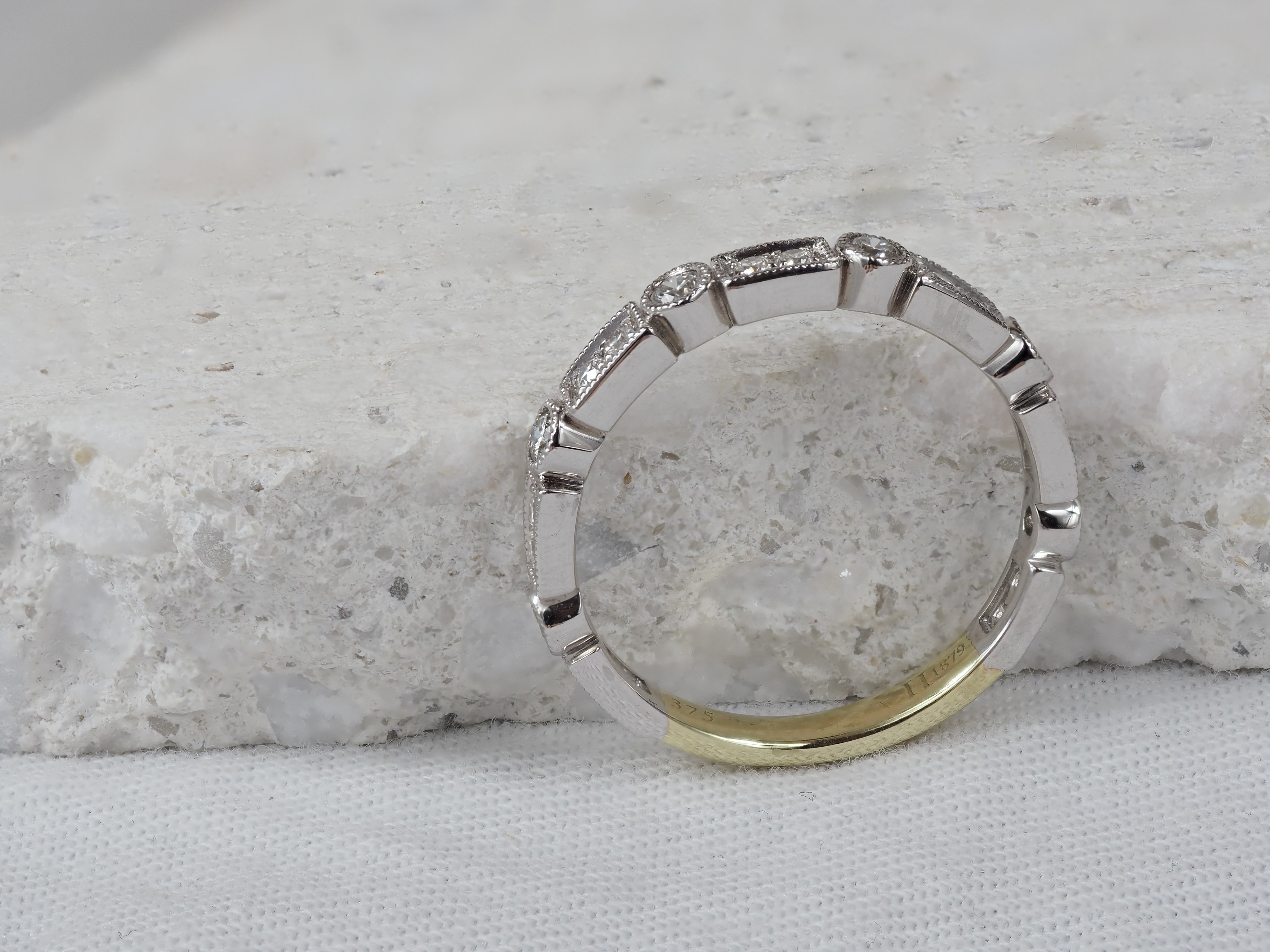 9ct Yellow and White Gold Vintage Style Diamond Ring, 0.39ct Total