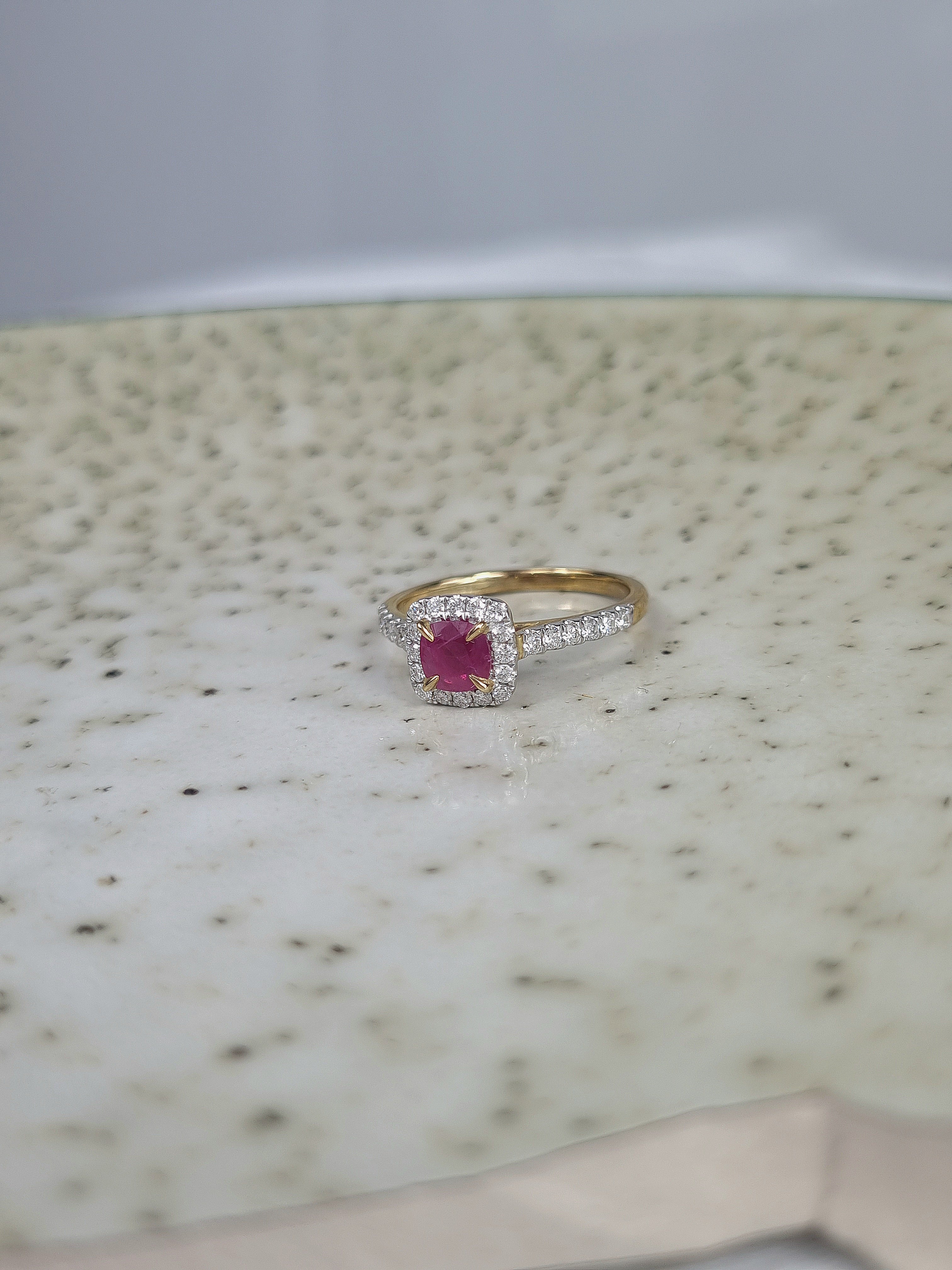9ct Yellow and White Gold Ruby and Diamond ring