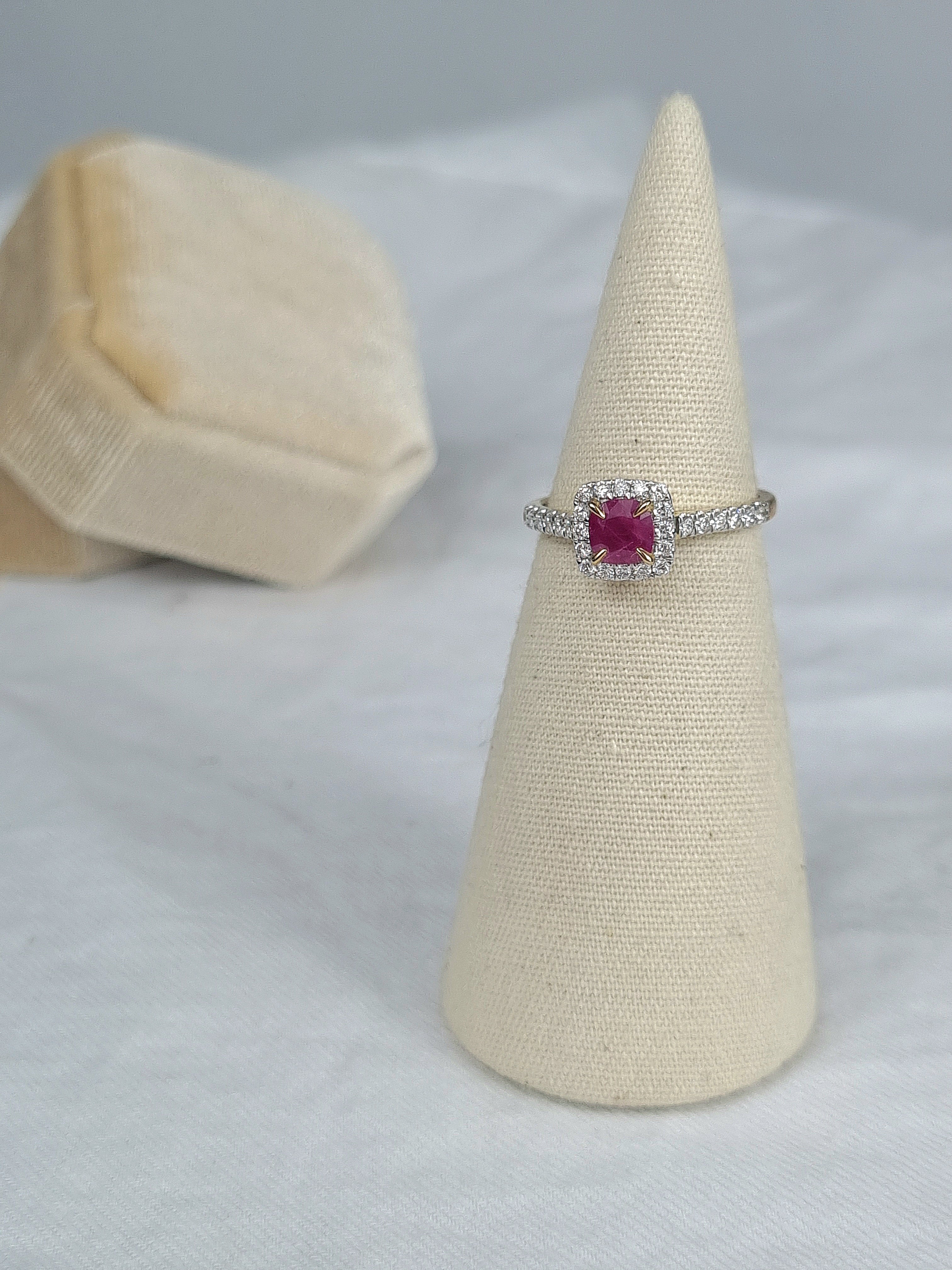 9ct Yellow and White Gold Ruby and Diamond ring
