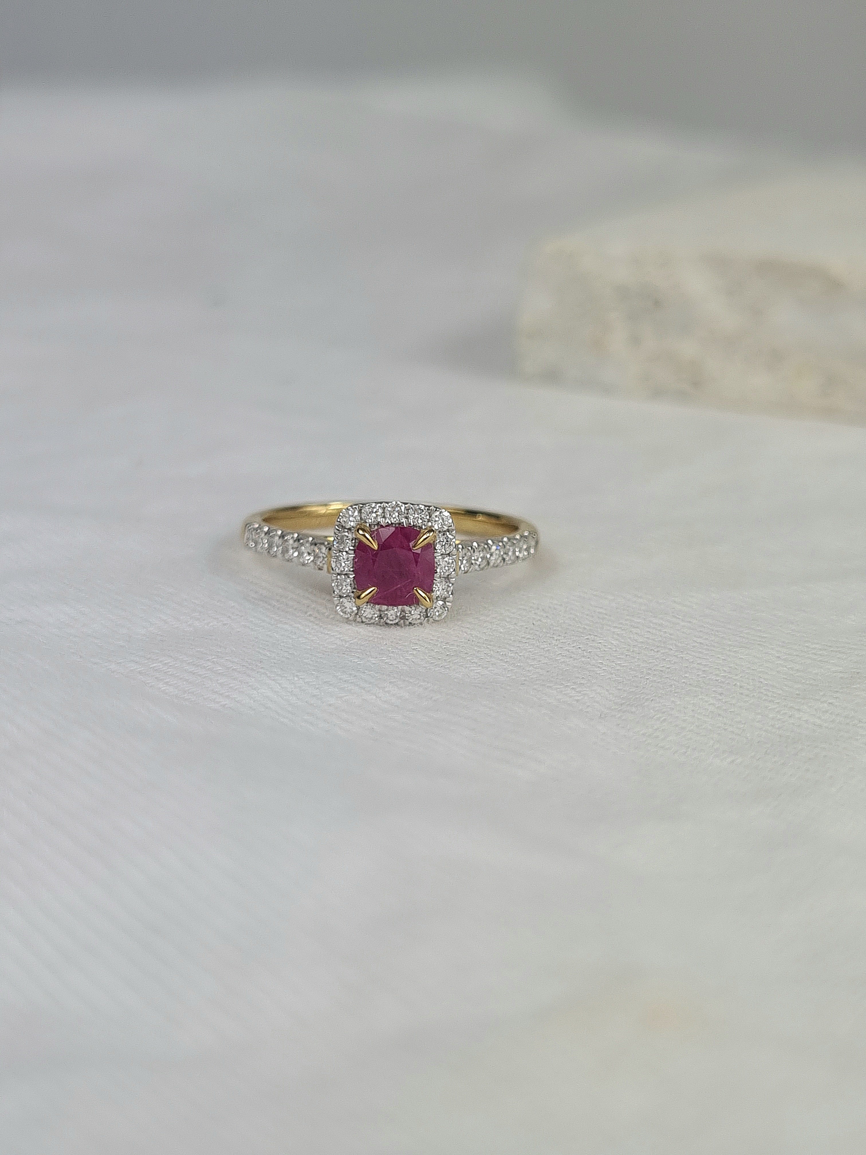 9ct Yellow and White Gold Ruby and Diamond ring