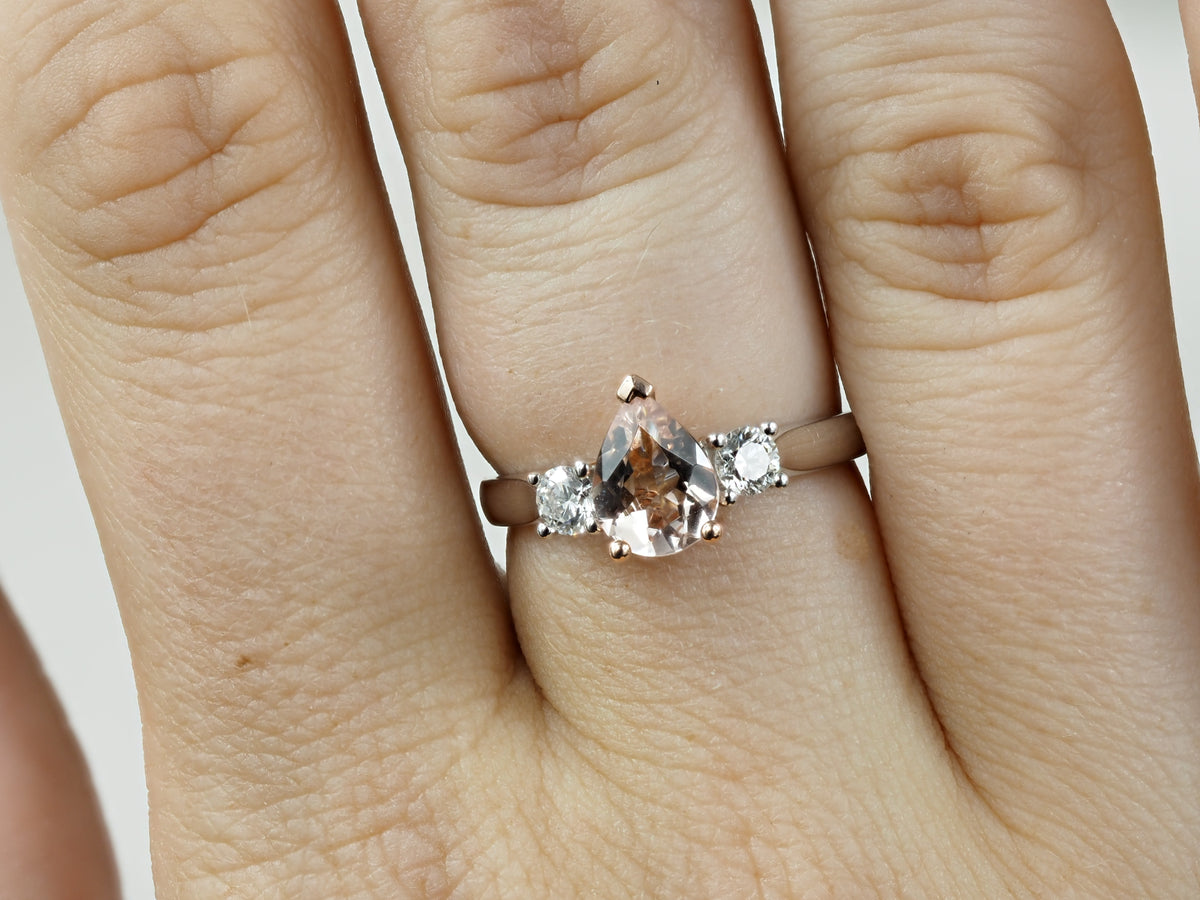9ct Rose and White Gold Morganite and Diamond ring