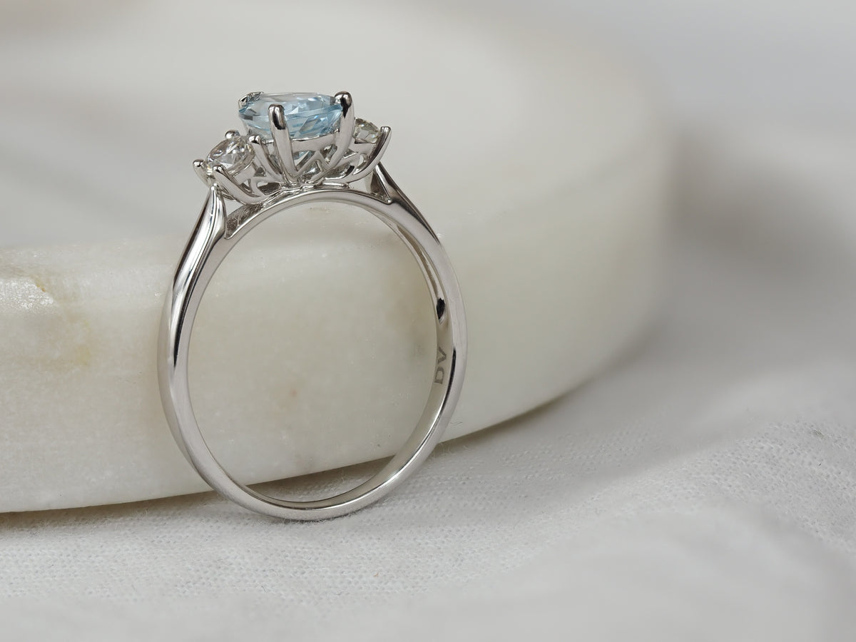 18ct White Gold Aquamarine and Diamond dress ring