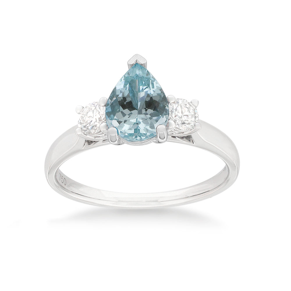 18ct White Gold Aquamarine and Diamond dress ring