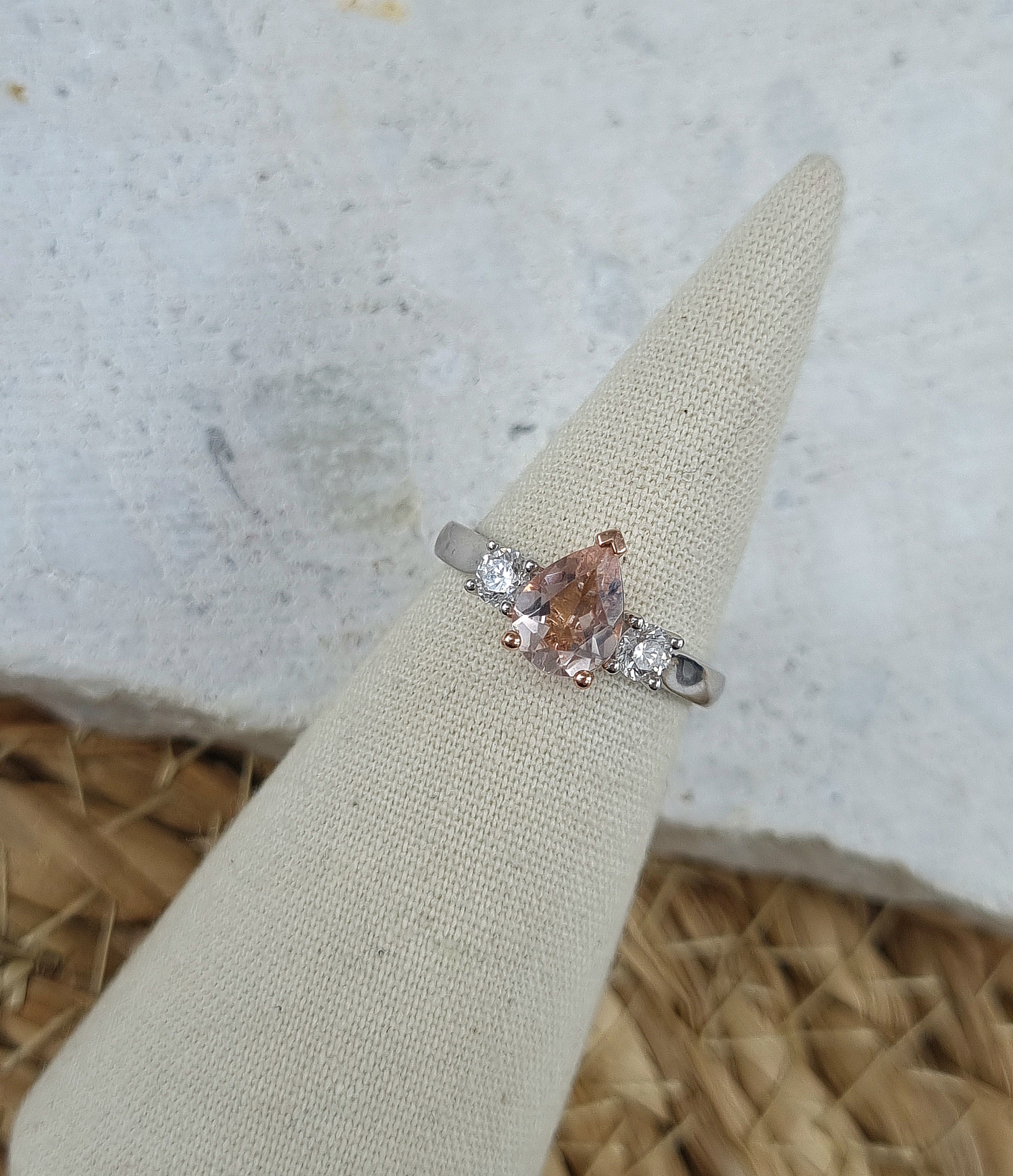 9ct Rose and White Gold Morganite and Diamond ring