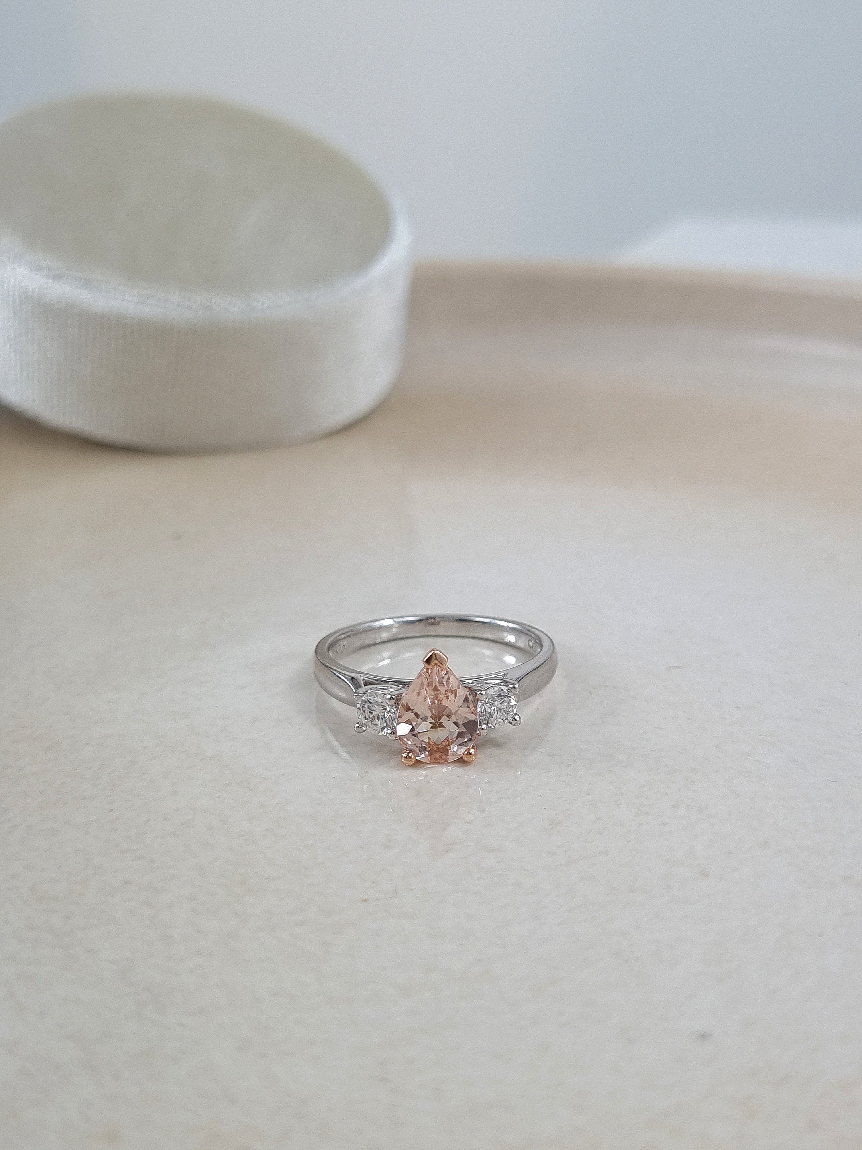 9ct Rose and White Gold Morganite and Diamond ring